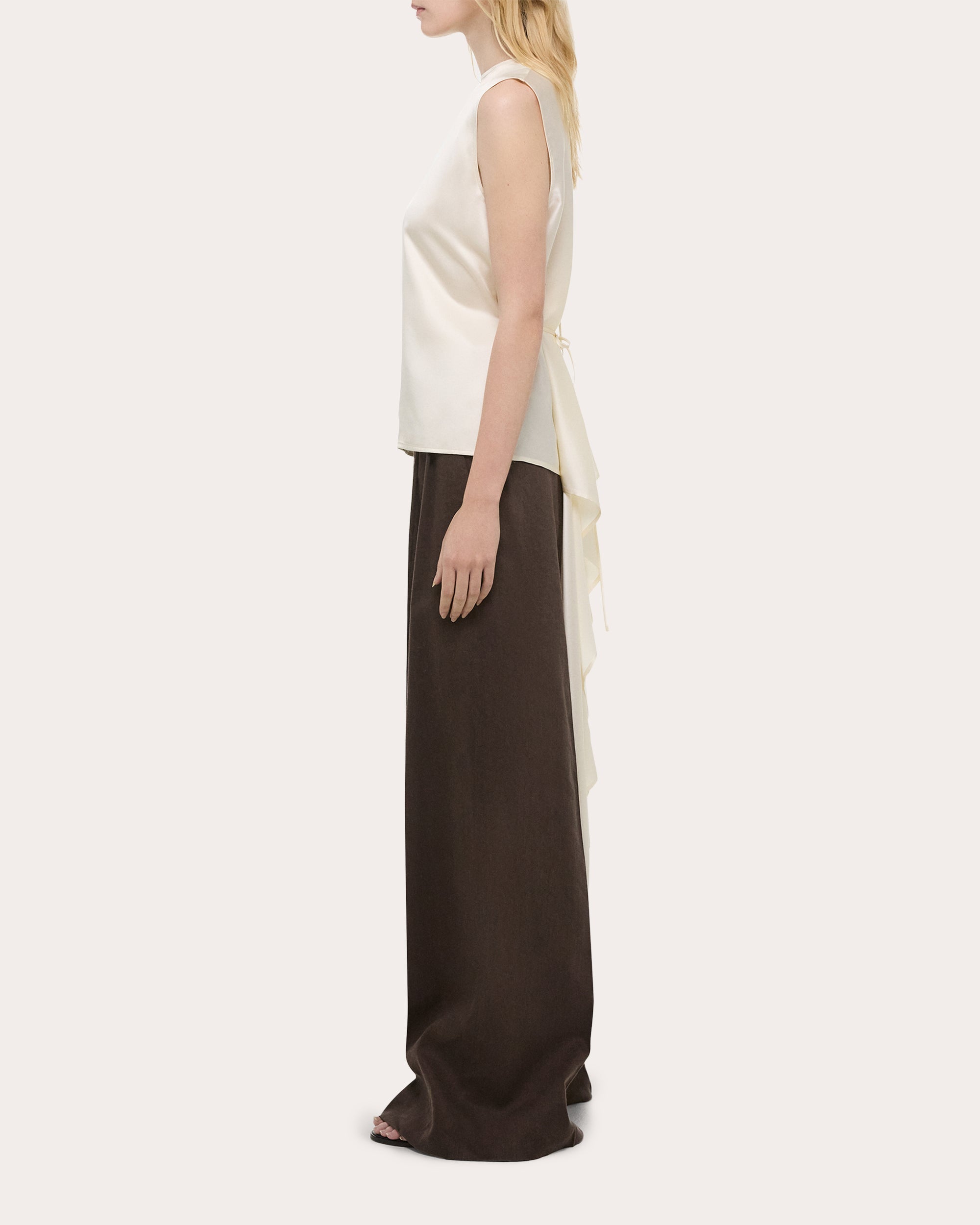 Reversible Draped Silk Satin Top