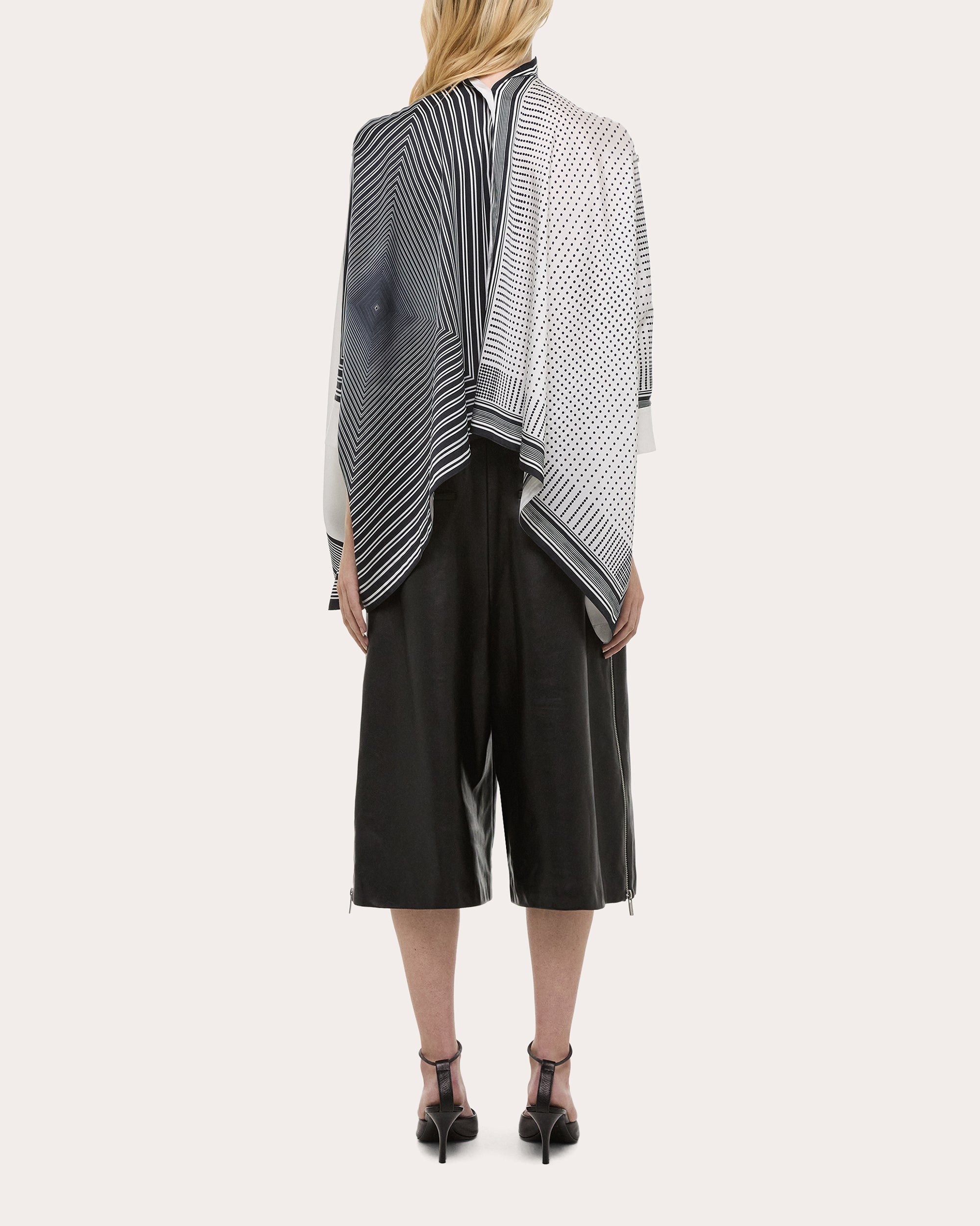 Draped Paneled Printed Satin Top