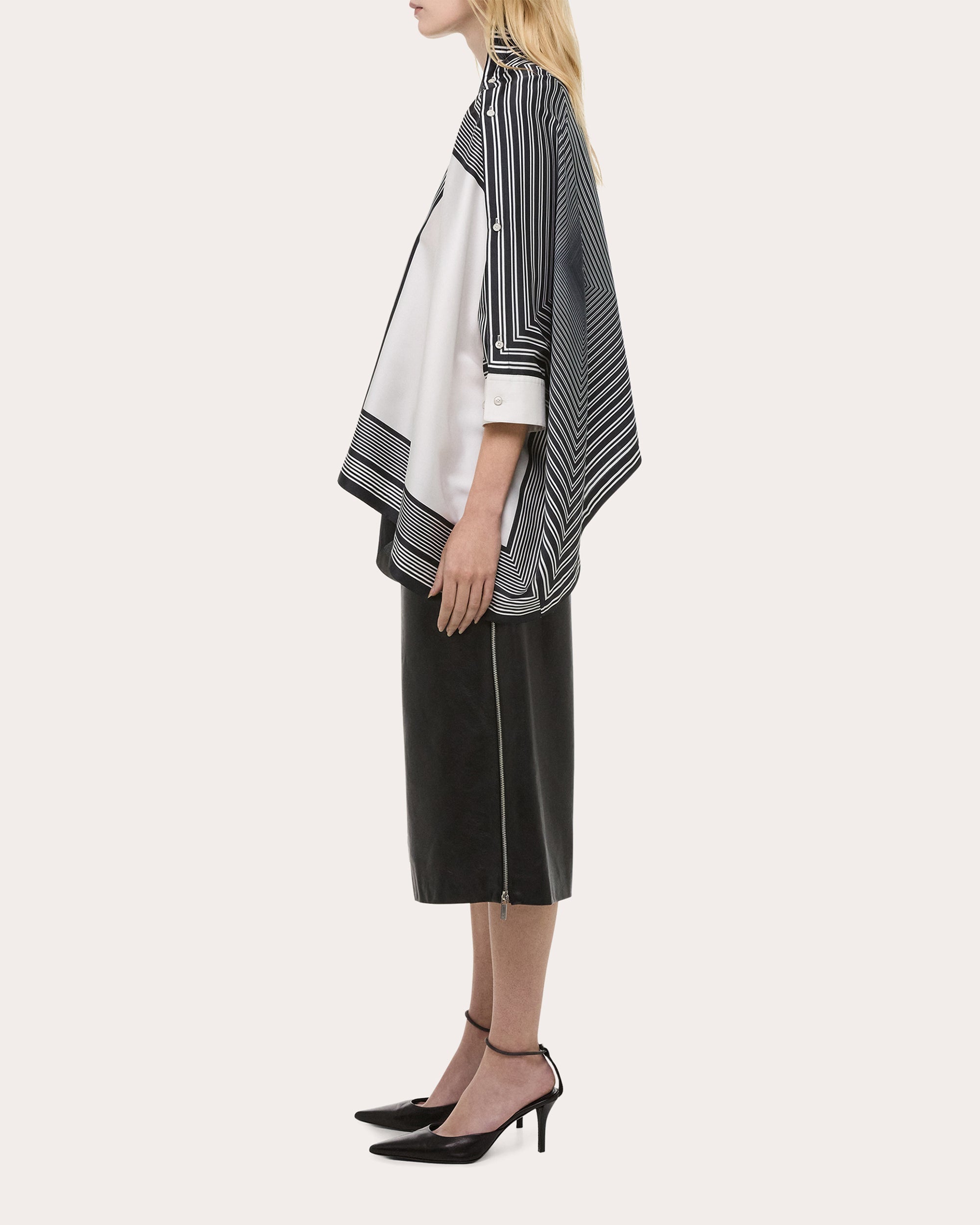 Draped Paneled Printed Satin Top