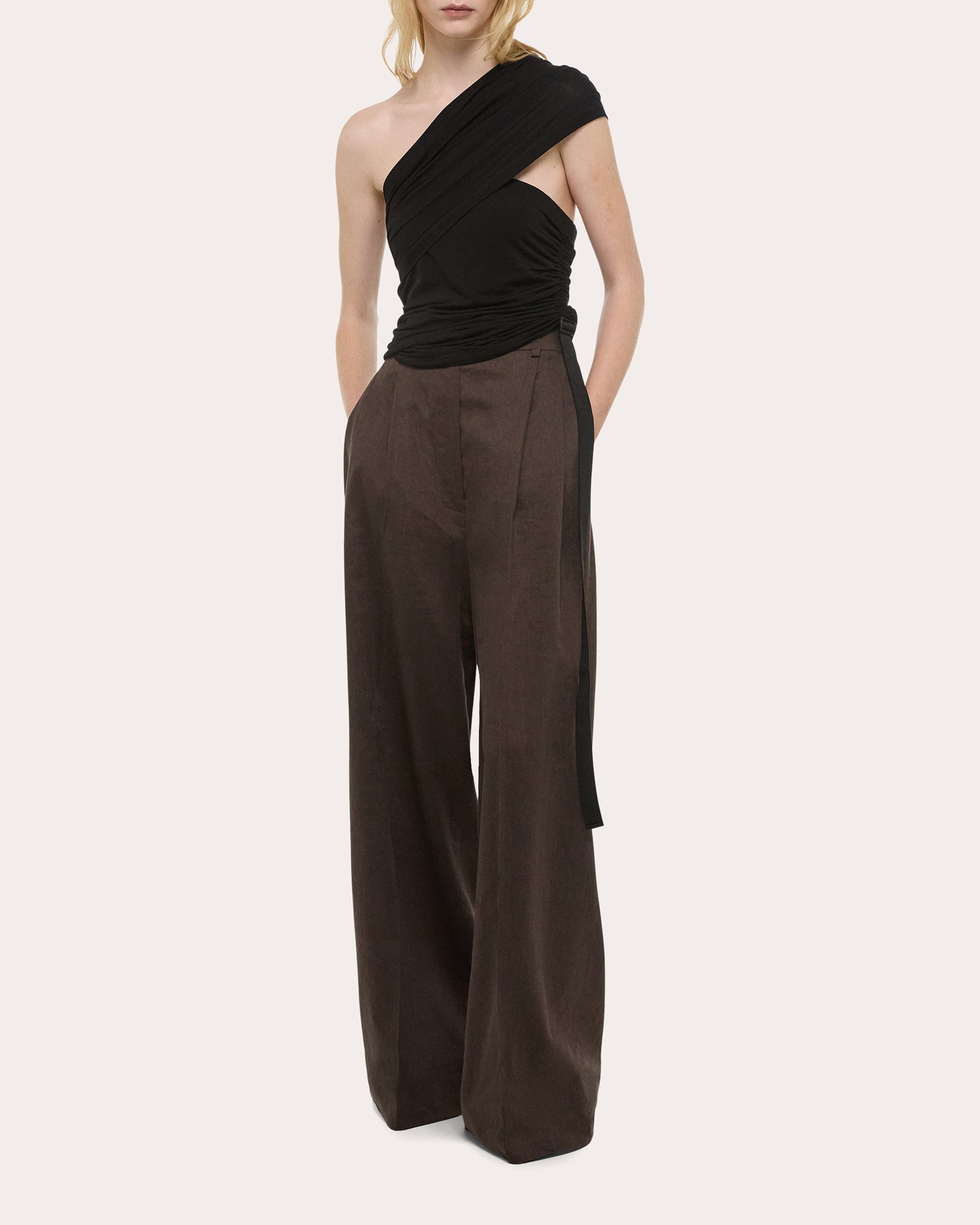 Protection Asymmetric Ruched Jersey Top