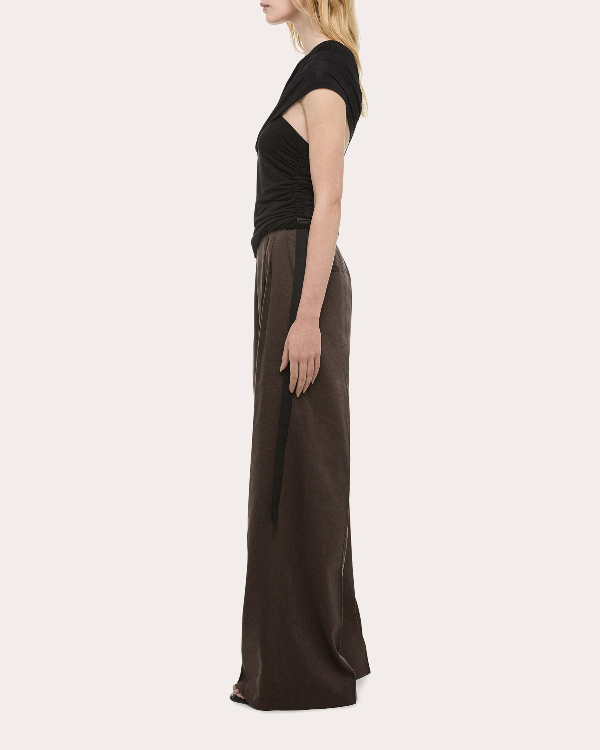 Protection Asymmetric Ruched Jersey Top