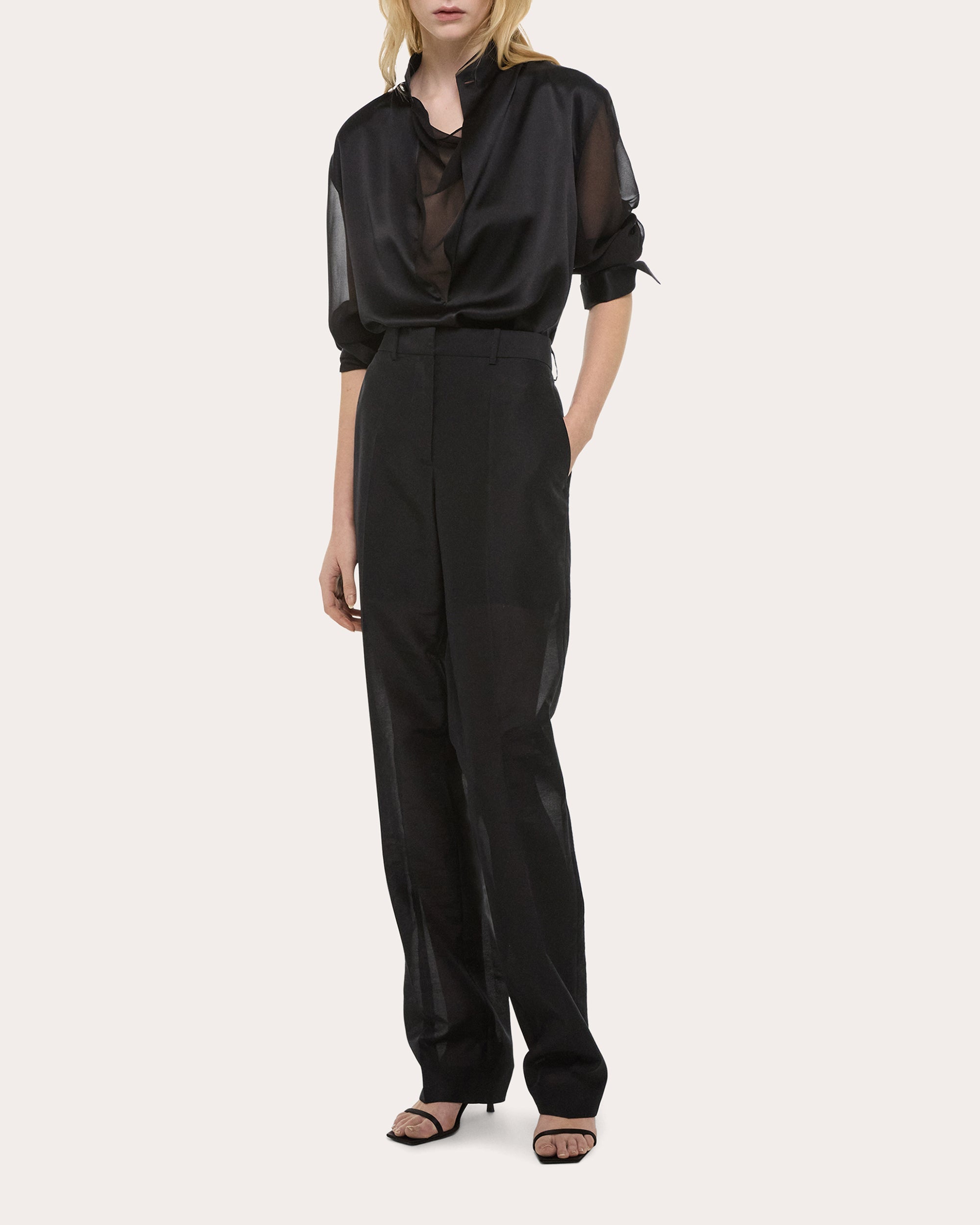 Silk Satin and Chiffon Blouse