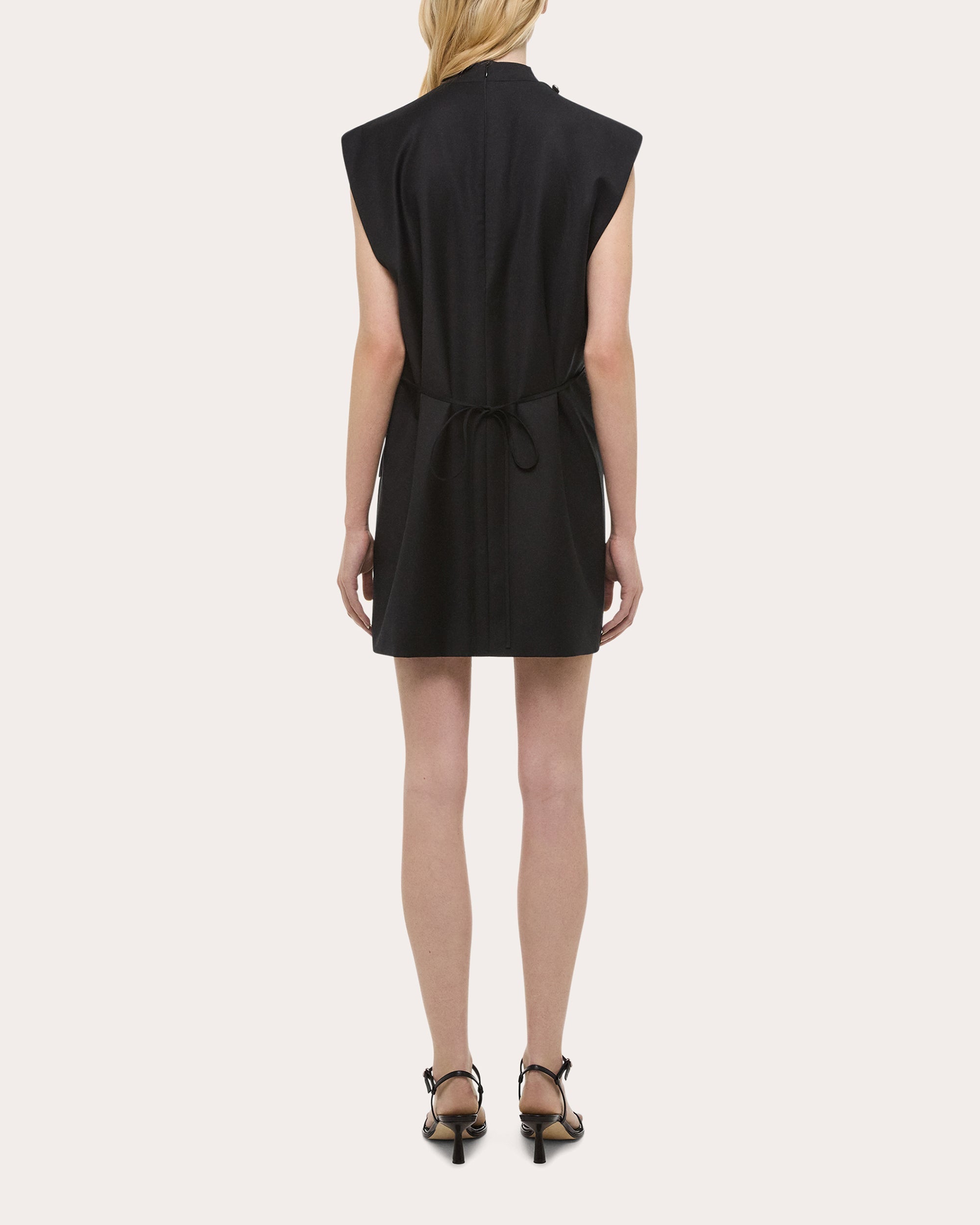 Draped Wool Mini Wrap Dress