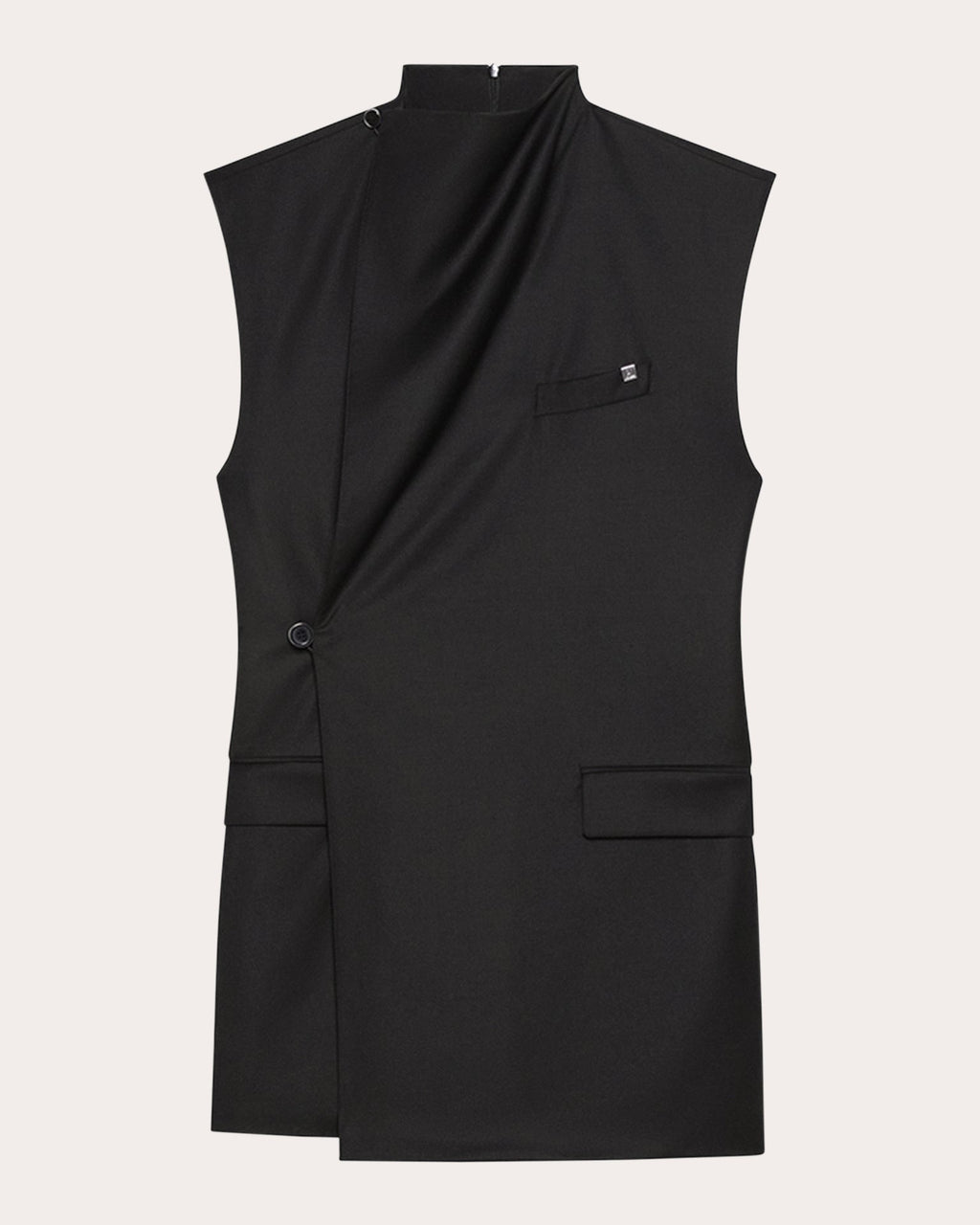 Draped Wool Mini Wrap Dress