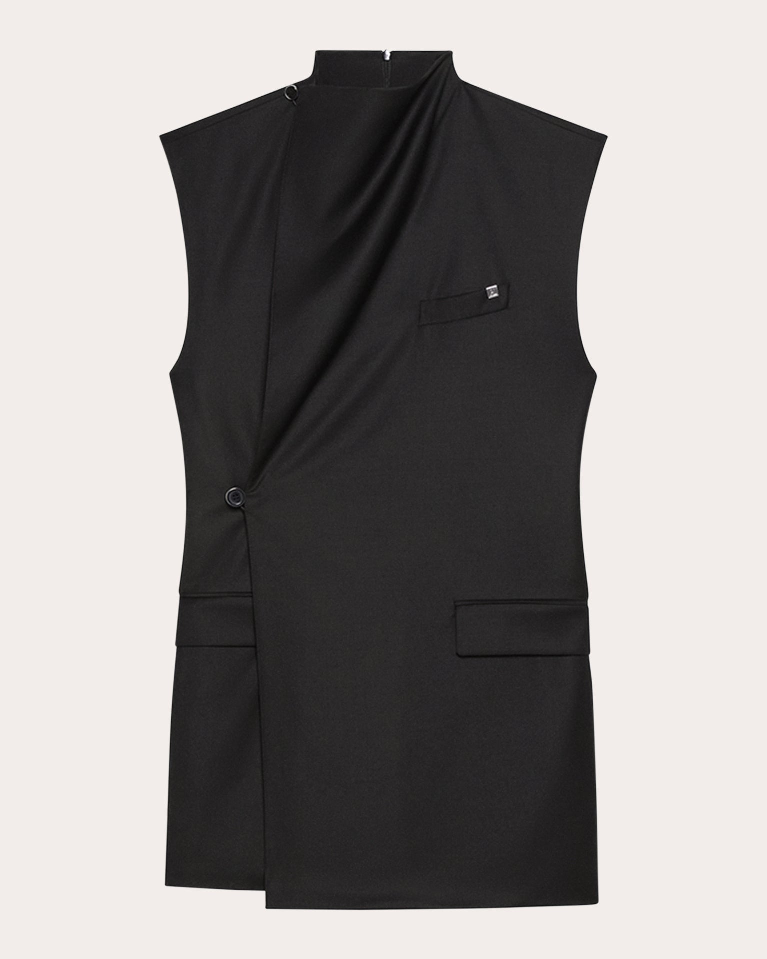 Draped Wool Mini Wrap Dress