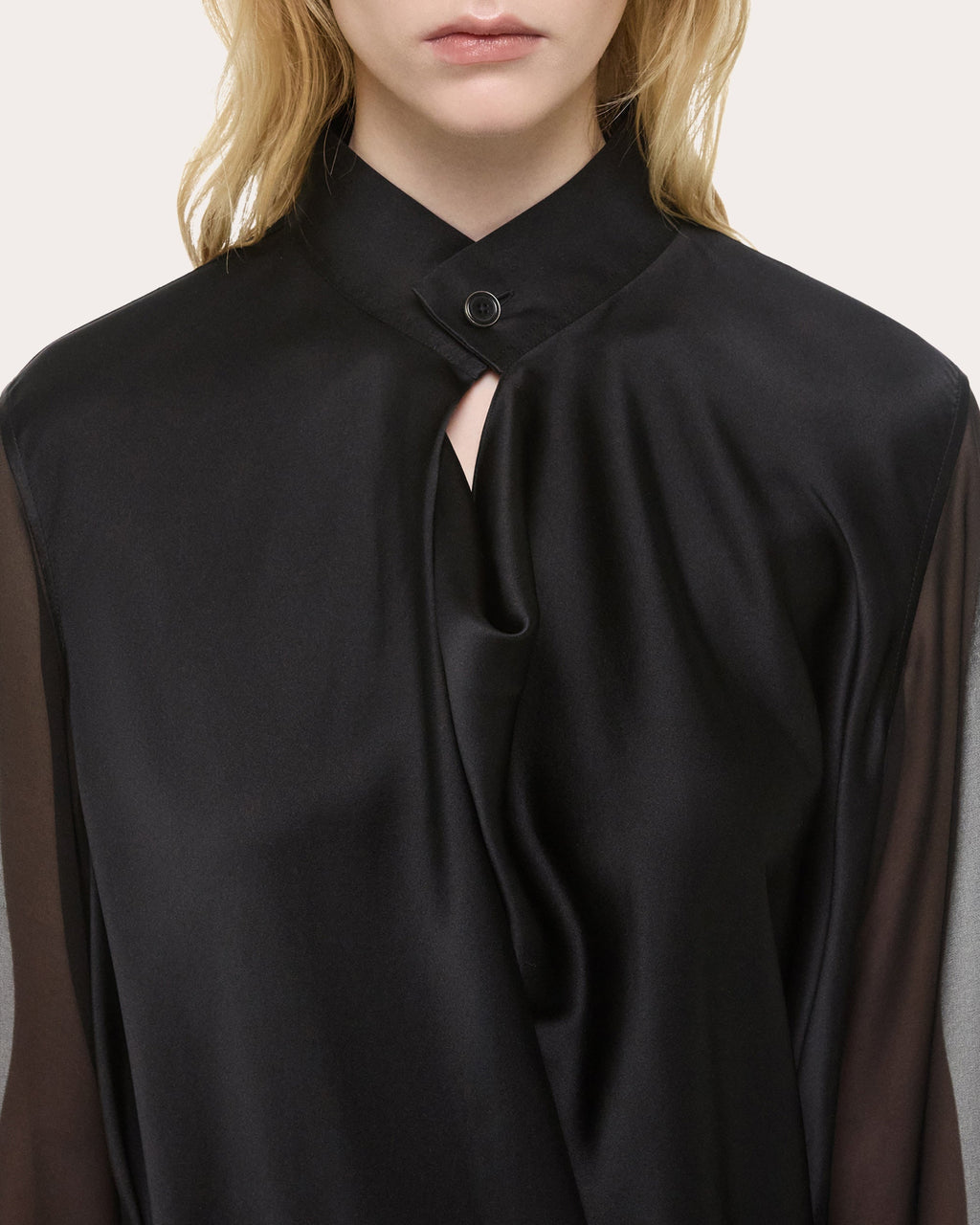 Layered Asymmetric Silk Chiffon and Satin Midi Dress