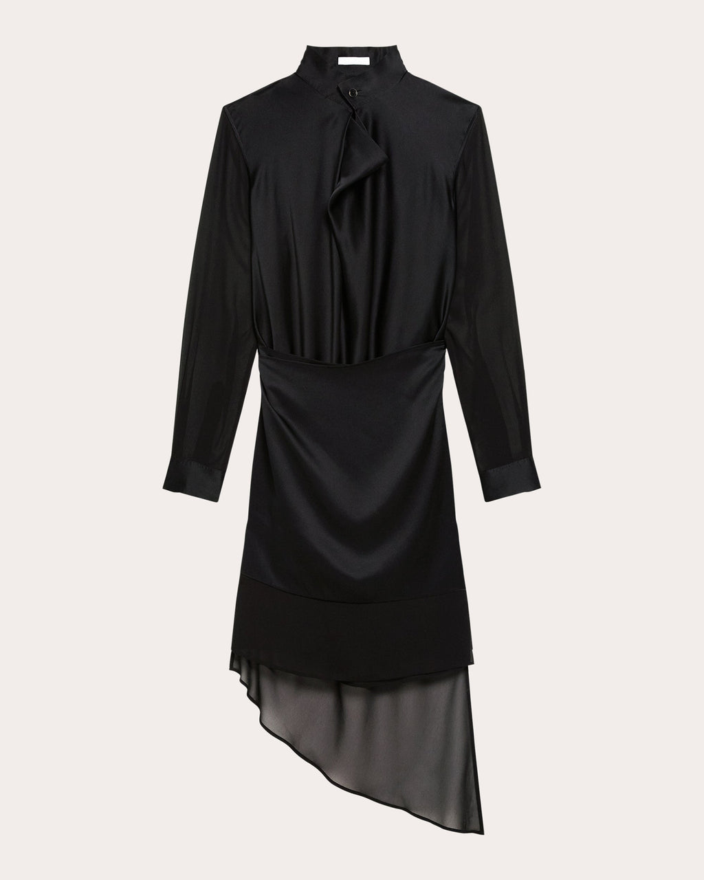Layered Asymmetric Silk Chiffon and Satin Midi Dress