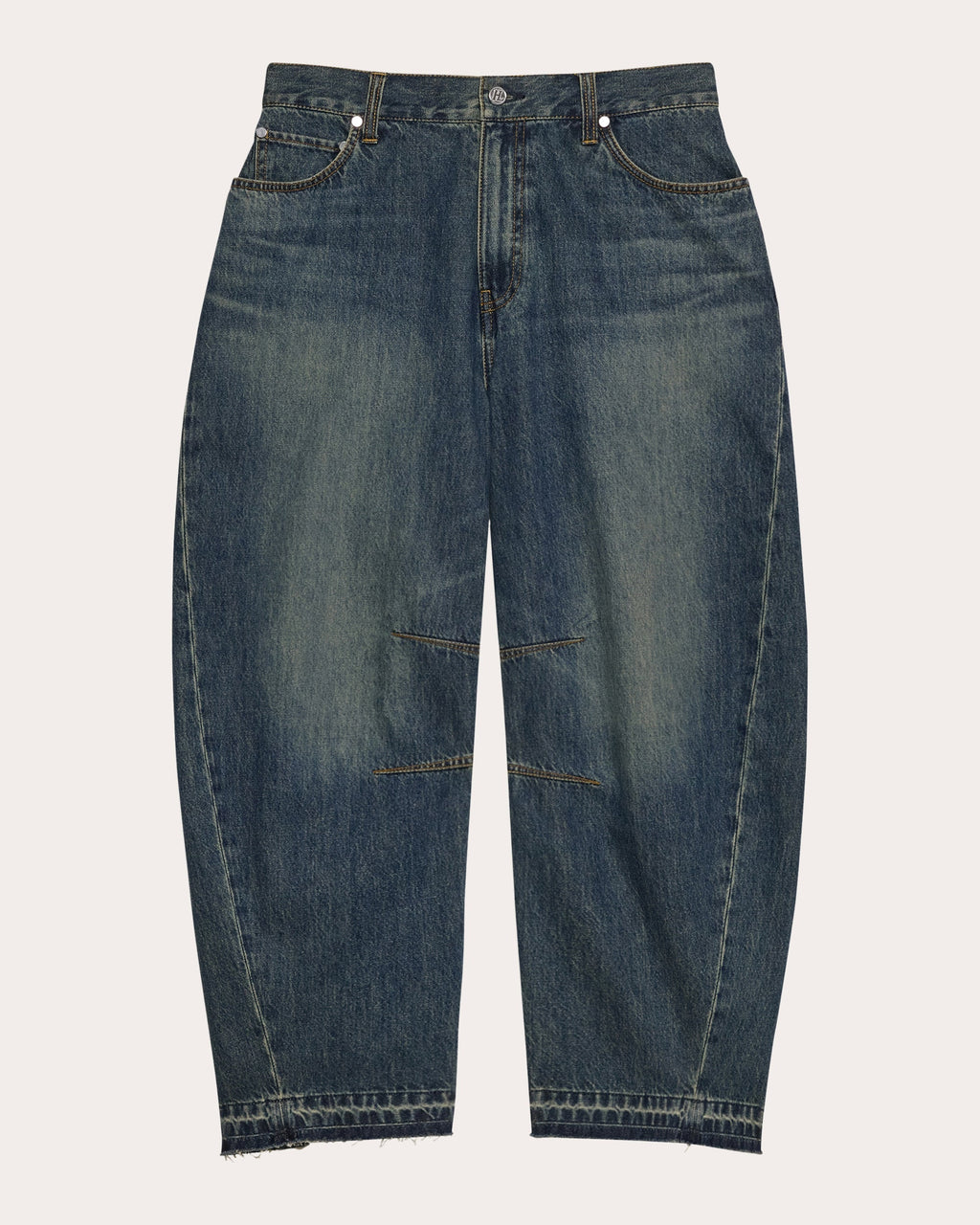 Cropped Mid-Rise Barrel Leg Jeans