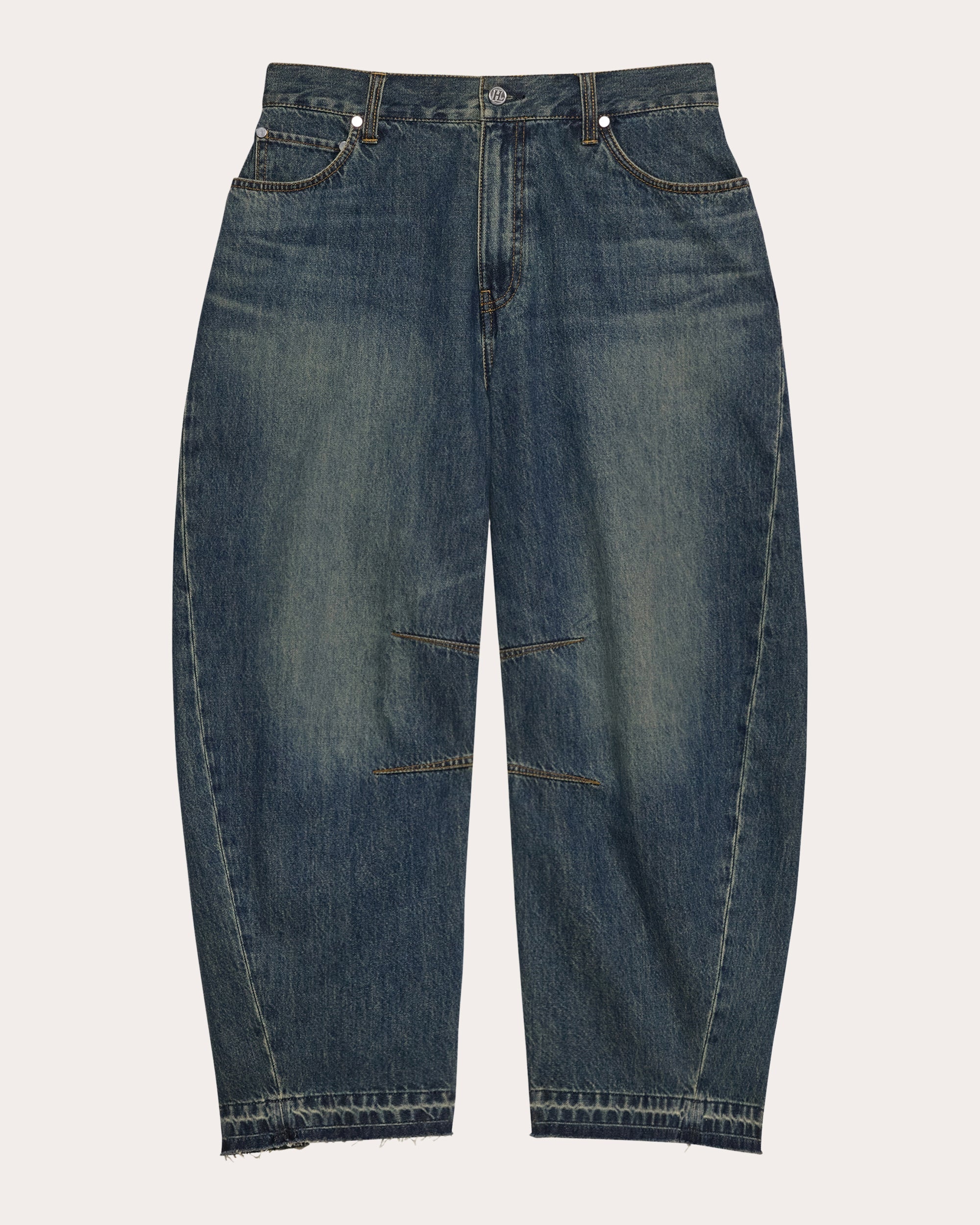 Cropped Mid-Rise Barrel Leg Jeans