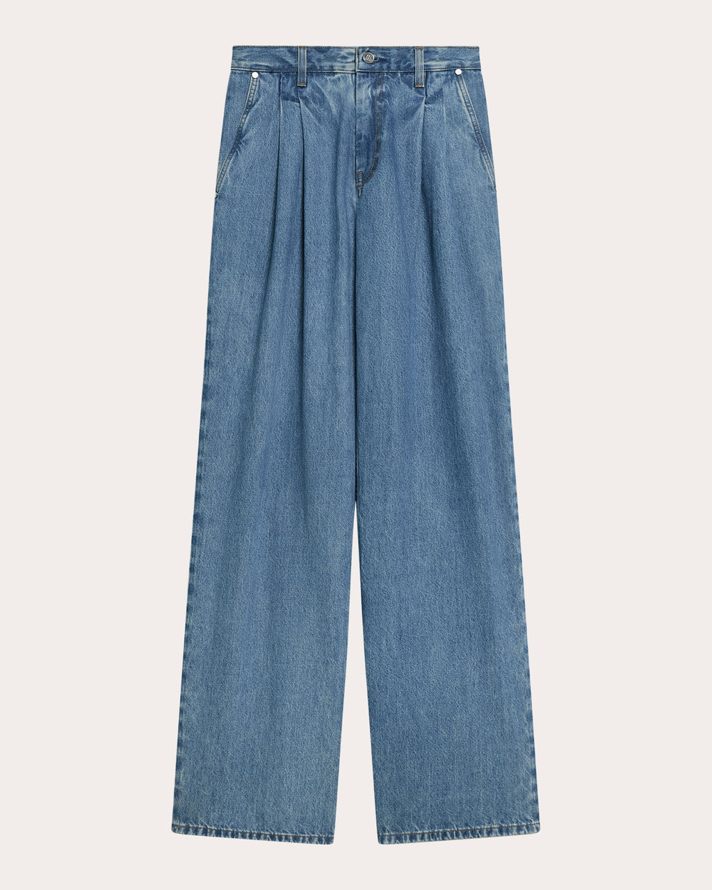 Pleated Wide-Leg Jeans