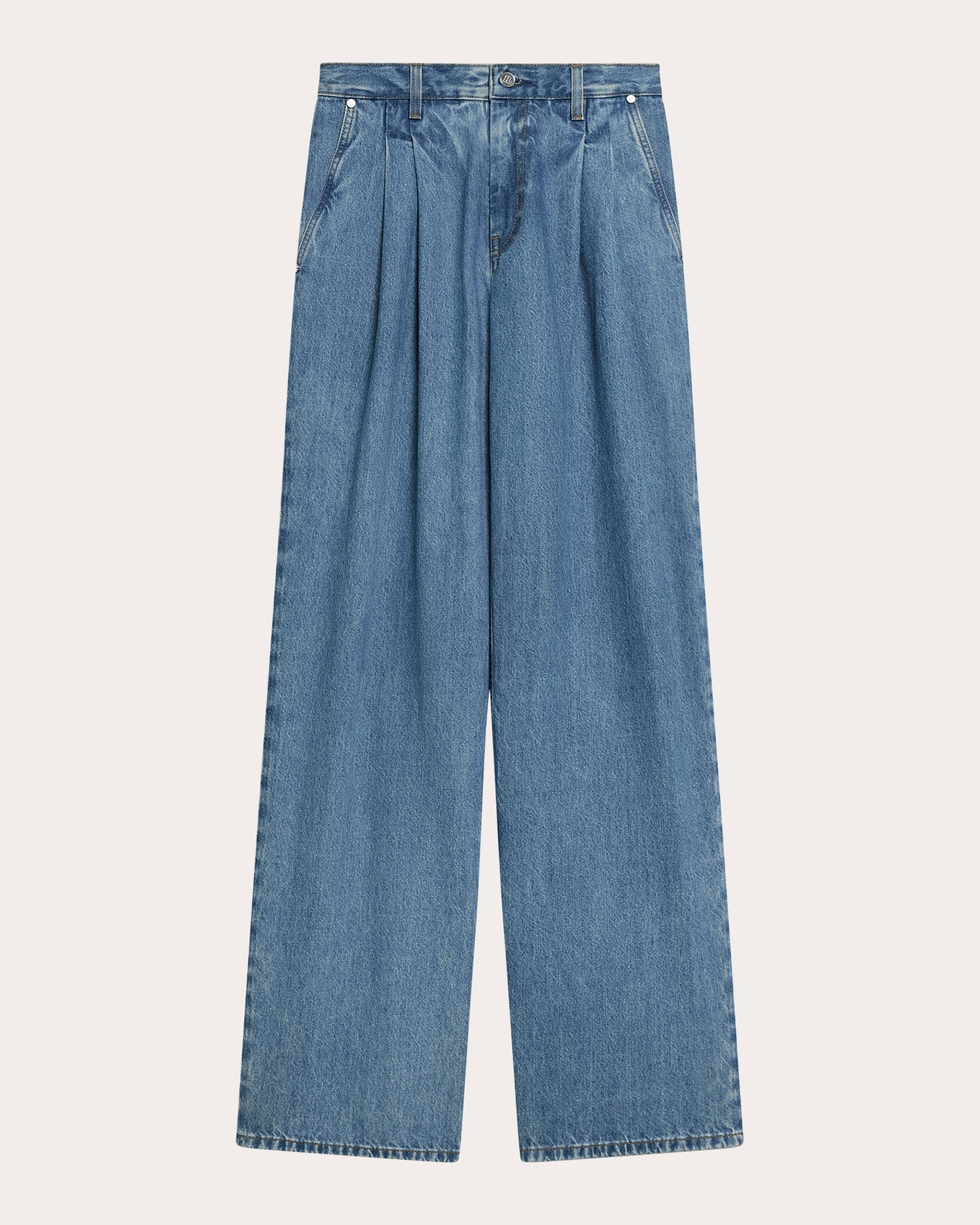 Pleated Wide-Leg Jeans