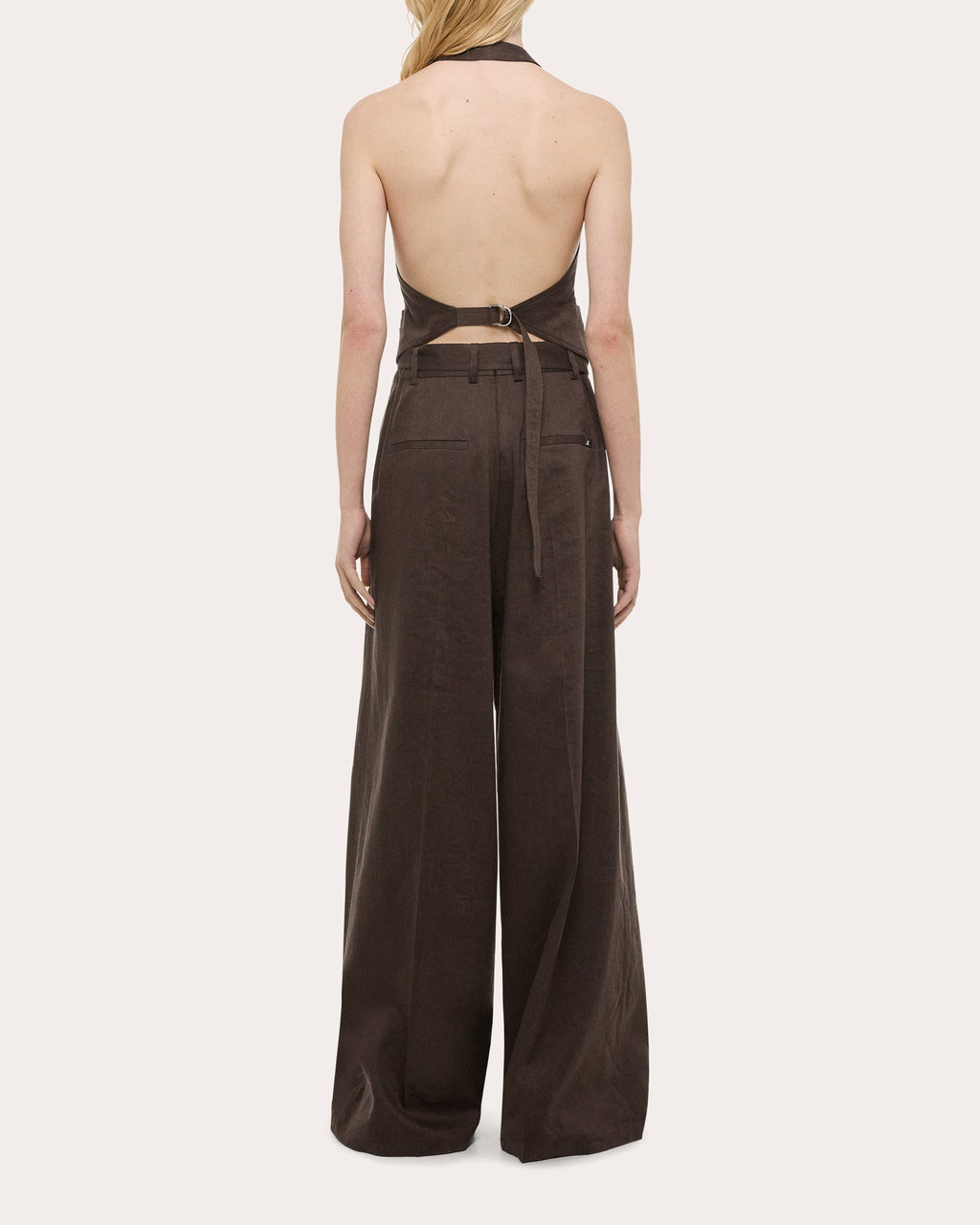 Linen Blend Halterneck Vest Top