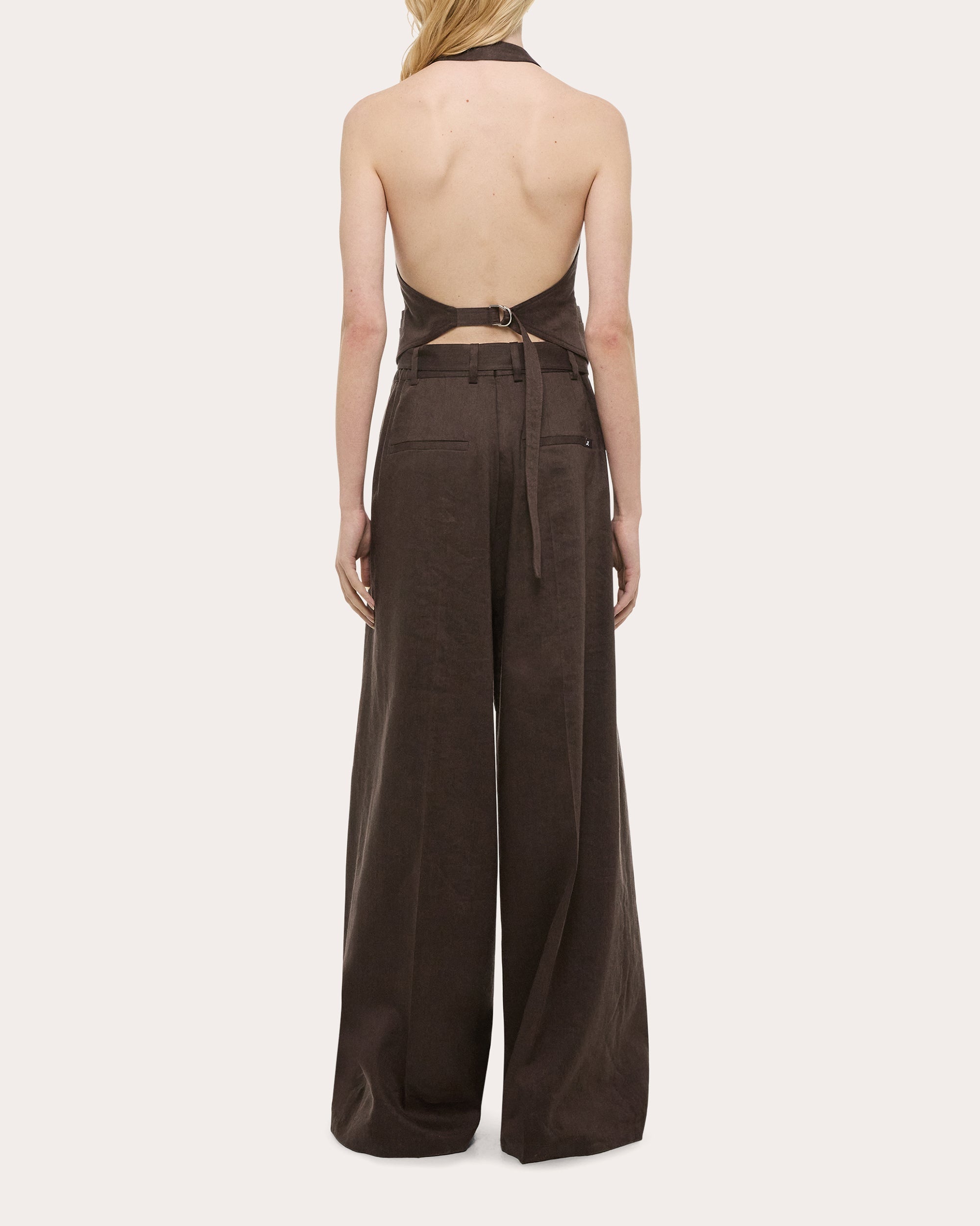 Linen Blend Halterneck Vest Top