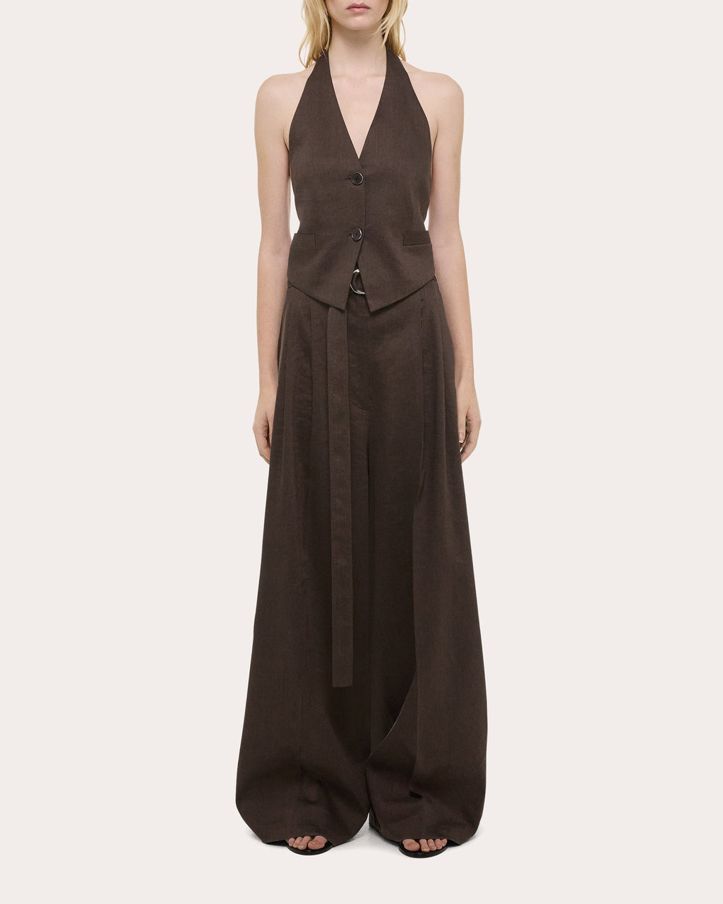 Linen Blend Halterneck Vest Top