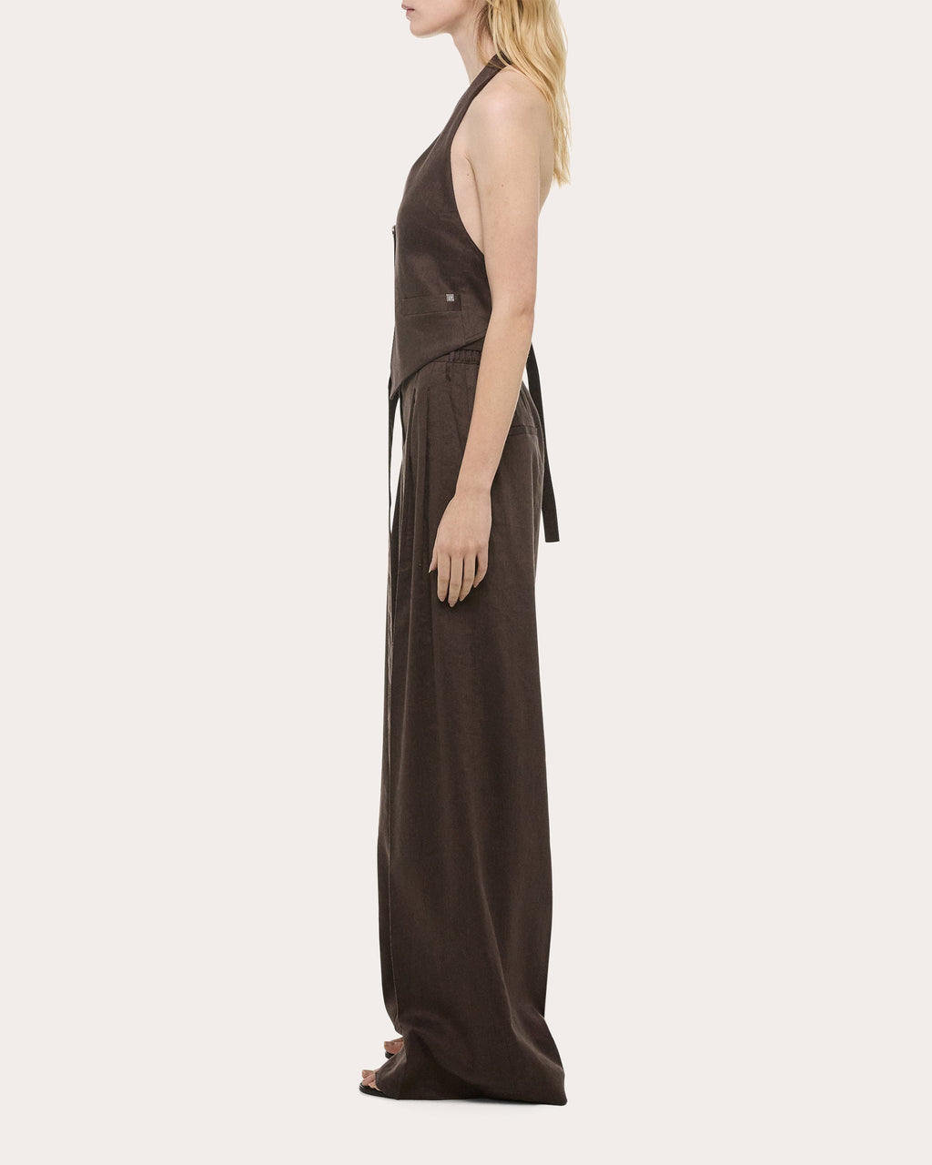 Linen Blend Halterneck Vest Top