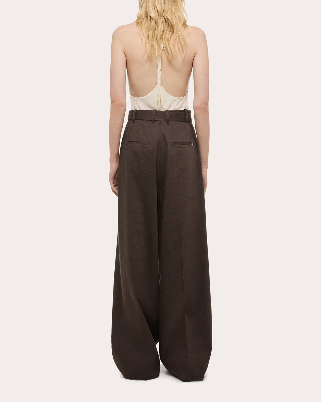 Pleated Linen Blend Wide-Leg Pants