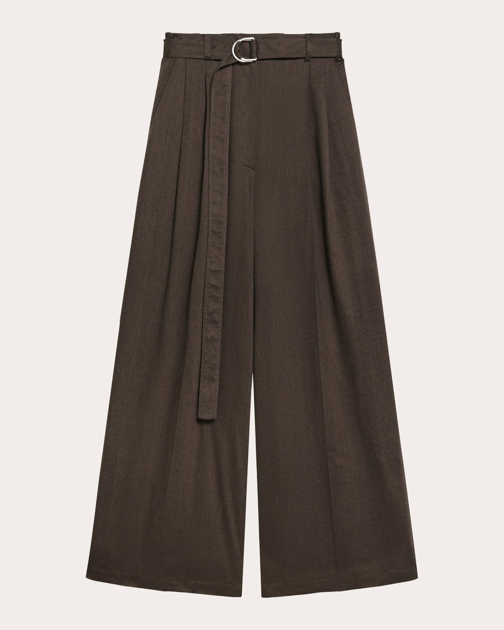 Pleated Linen Blend Wide-Leg Pants