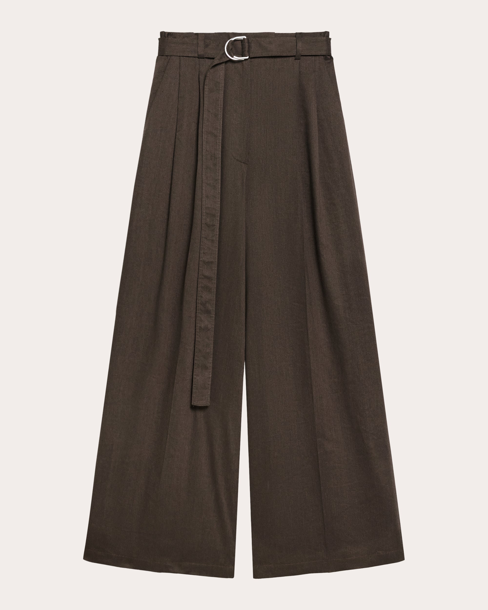 Pleated Linen Blend Wide-Leg Pants