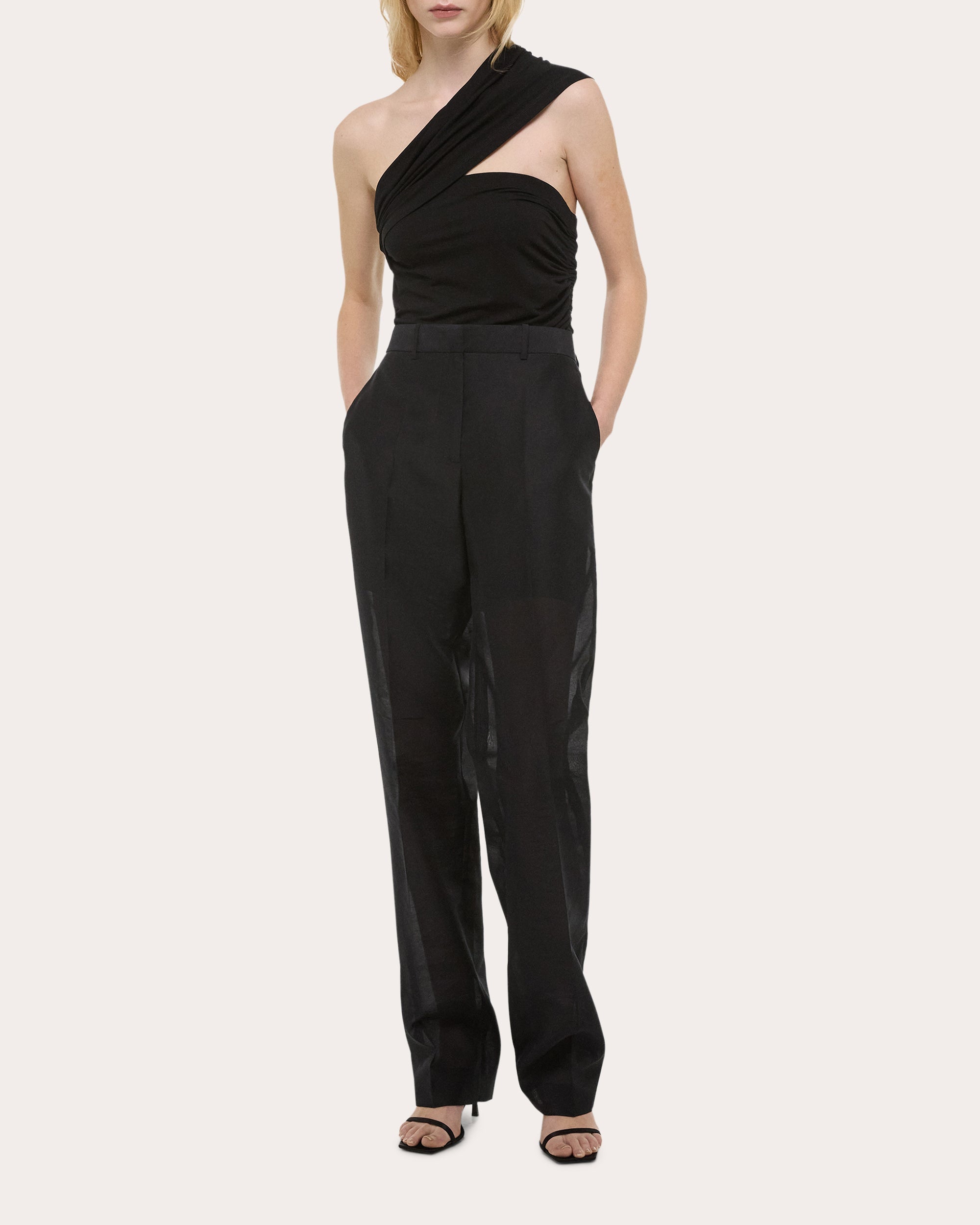 Straight-Leg Organza Car Pants