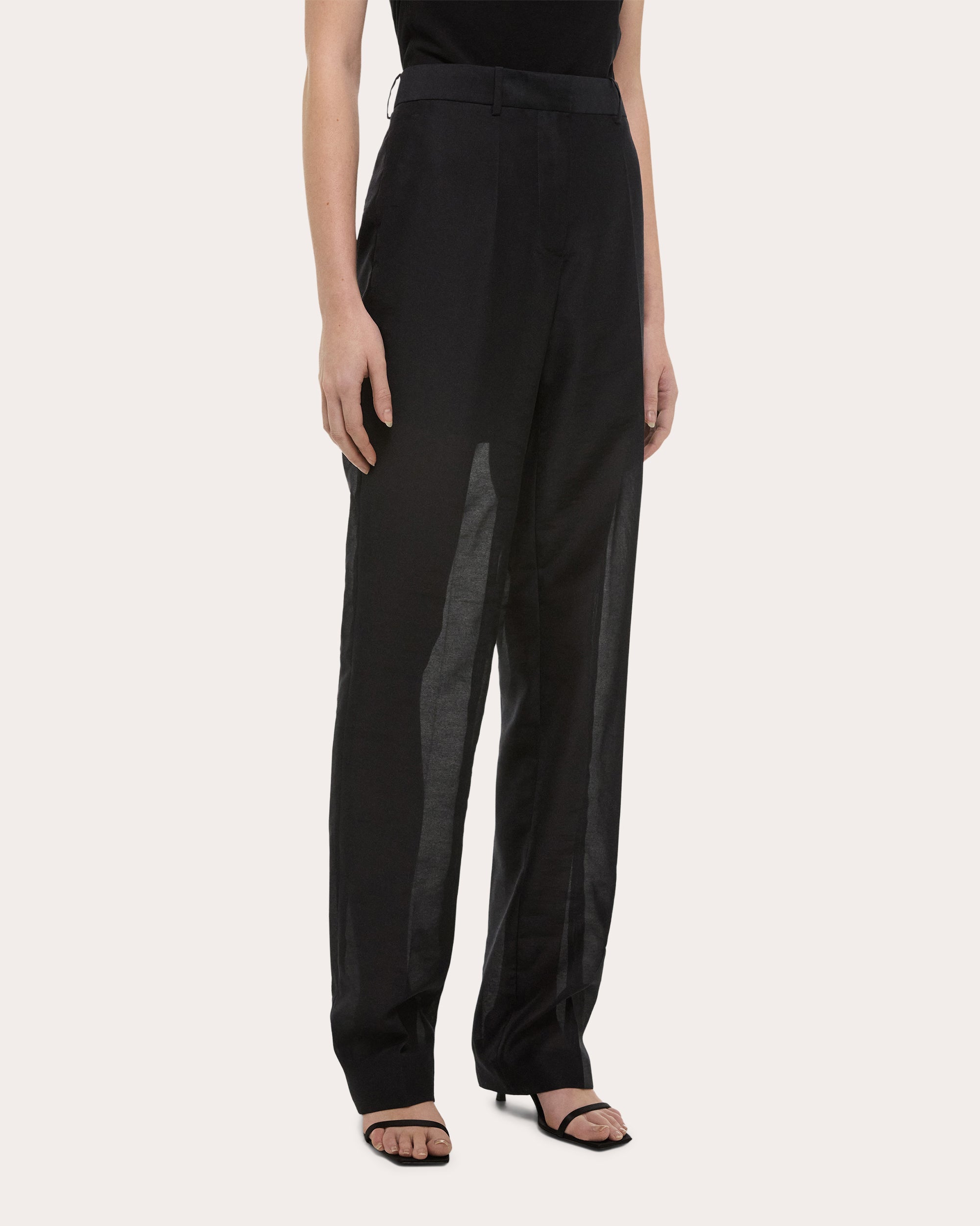 Straight-Leg Organza Car Pants
