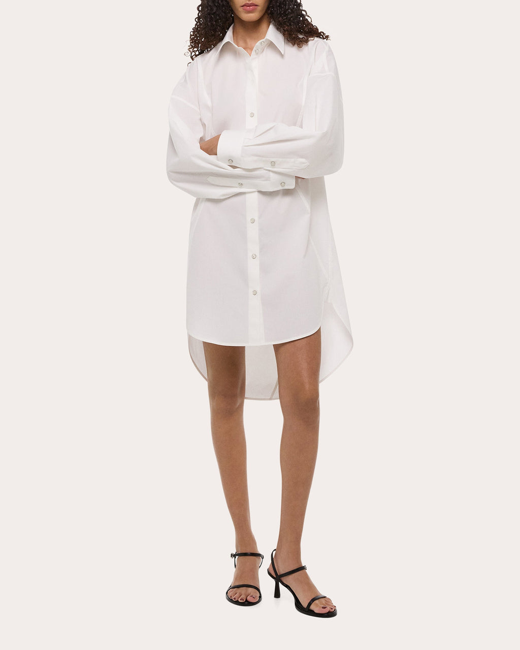 Oversized Asymmetric Cotton Poplin Shirt Dress