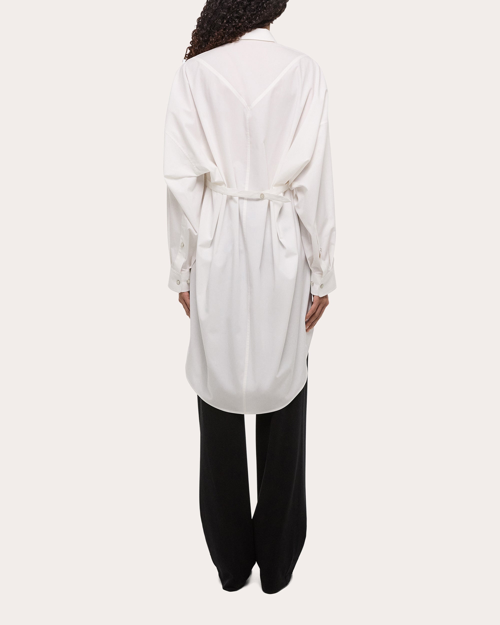 Oversized Asymmetric Cotton Poplin Shirt Dress