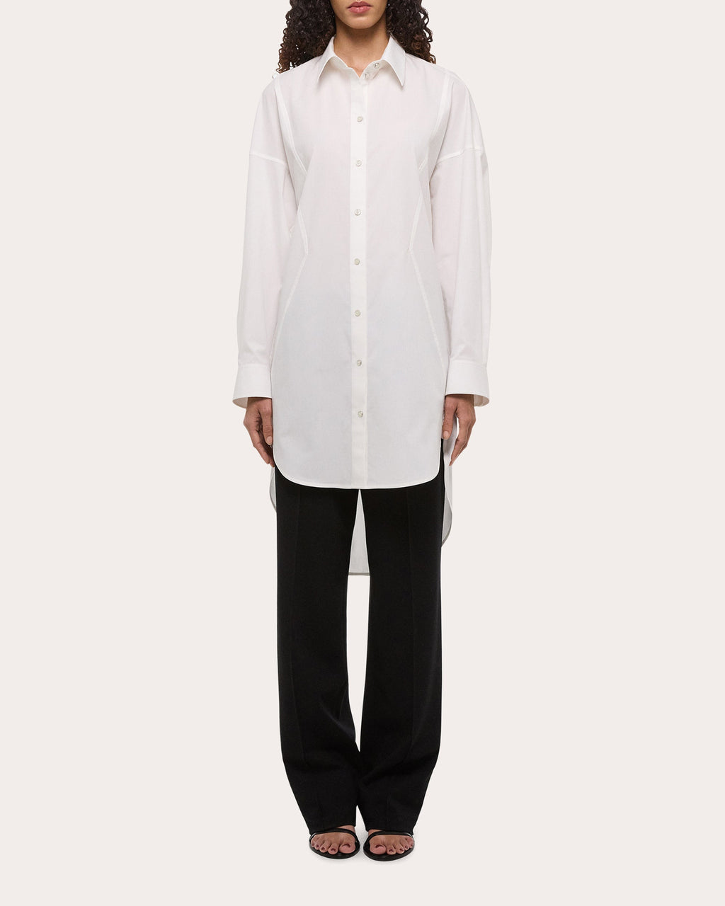 Oversized Asymmetric Cotton Poplin Shirt Dress