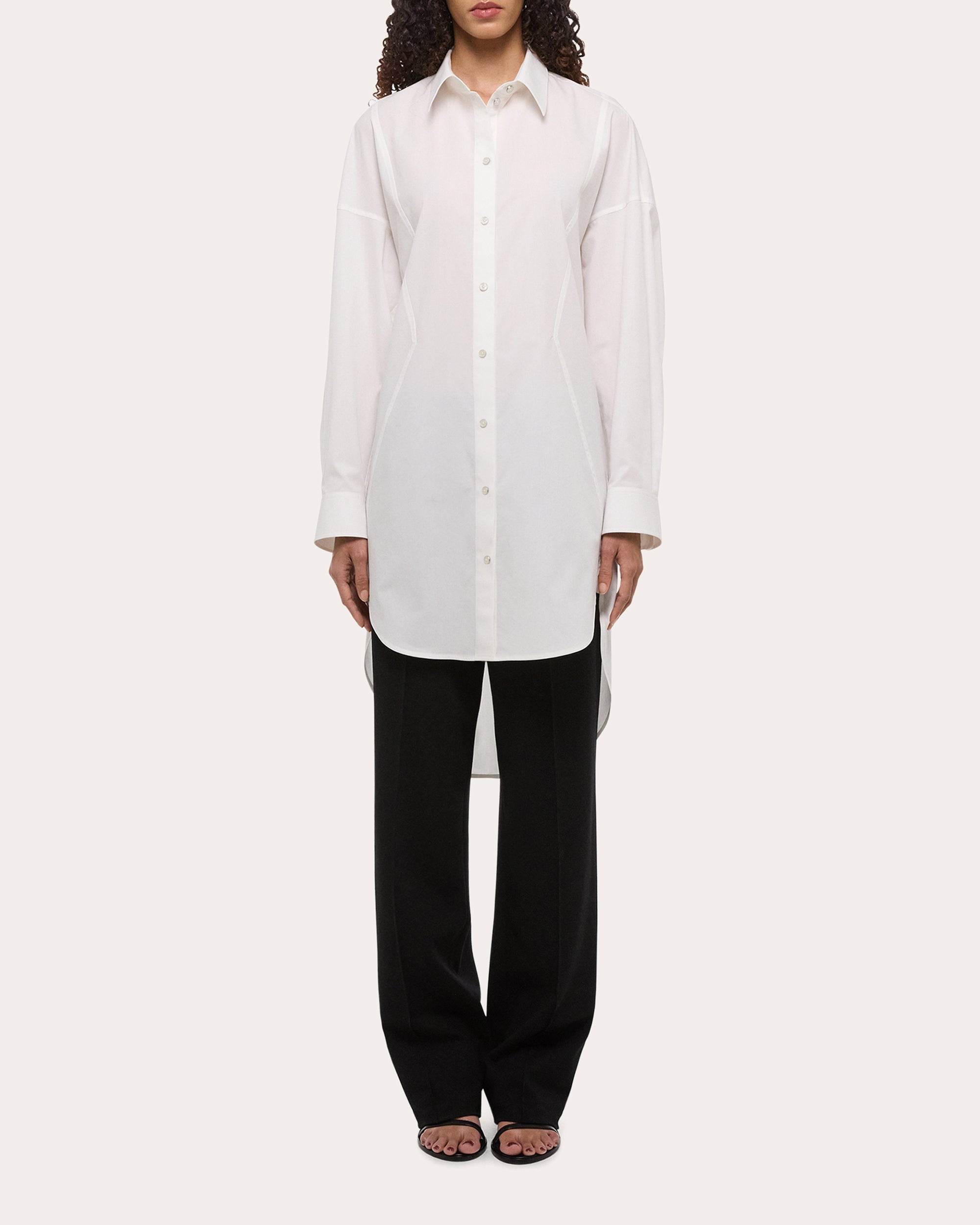 Oversized Asymmetric Cotton Poplin Shirt Dress