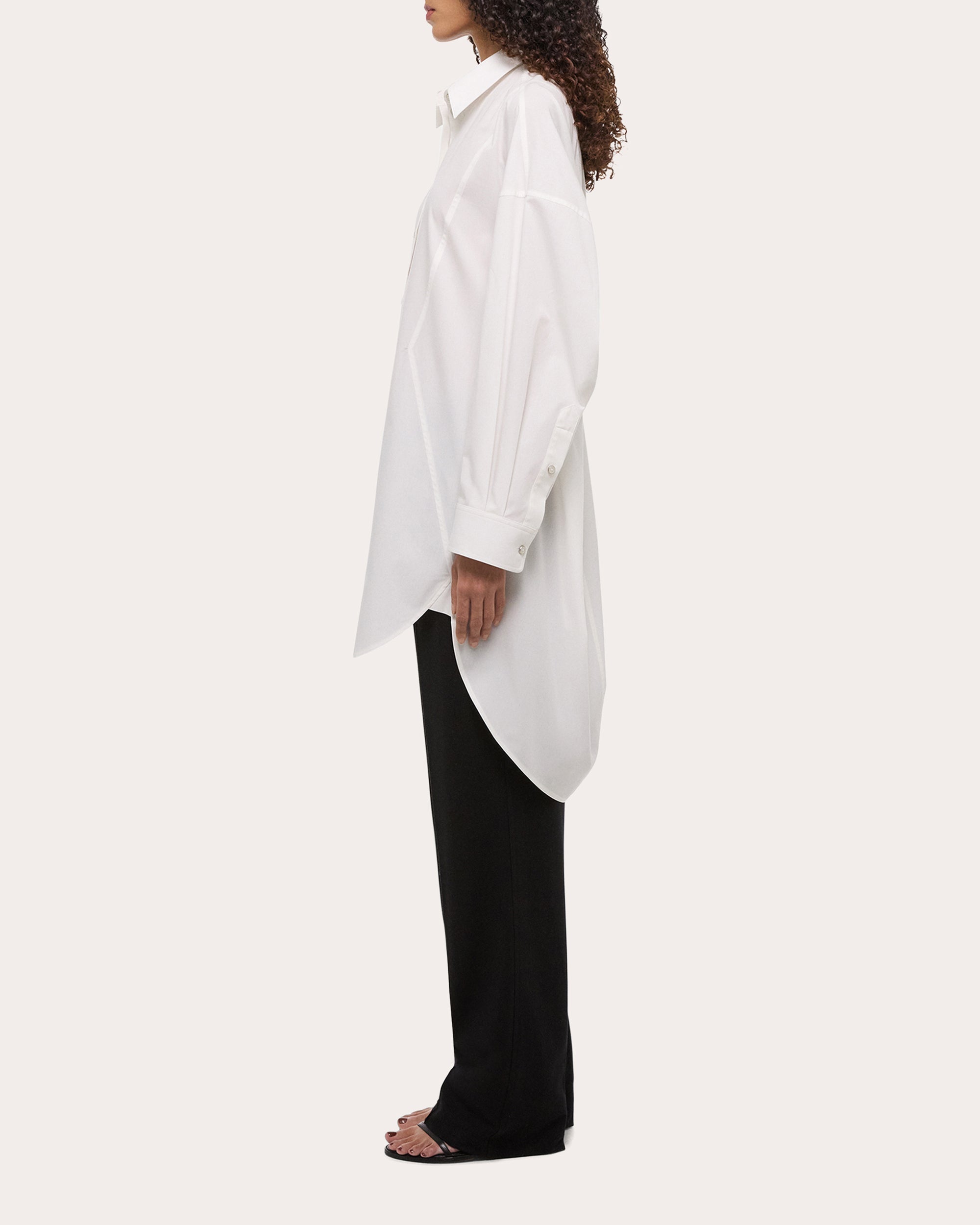 Oversized Asymmetric Cotton Poplin Shirt Dress