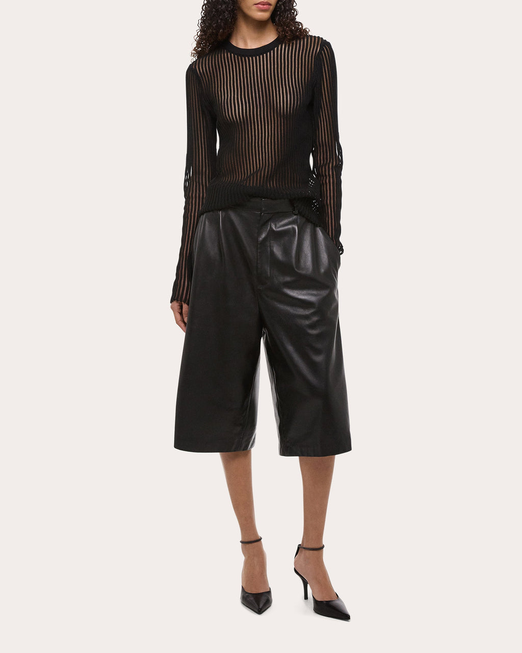 Sheer Rib Knit Cotton Sweater
