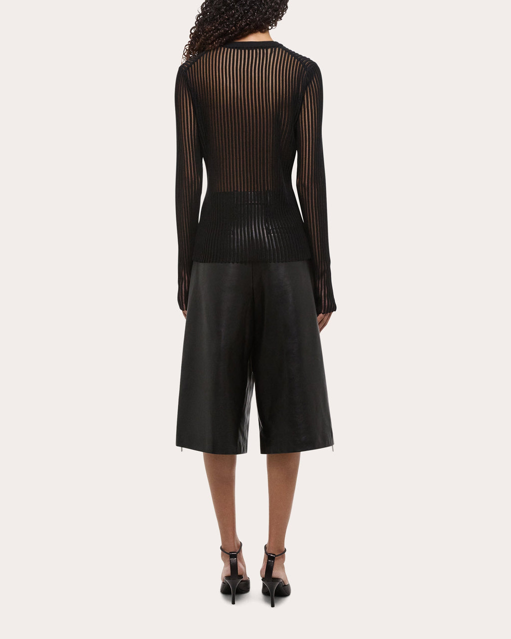 Sheer Rib Knit Cotton Sweater