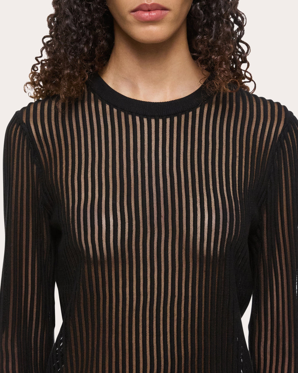 Sheer Rib Knit Cotton Sweater