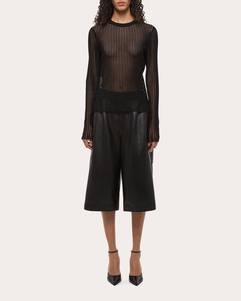 Sheer Rib Knit Cotton Sweater