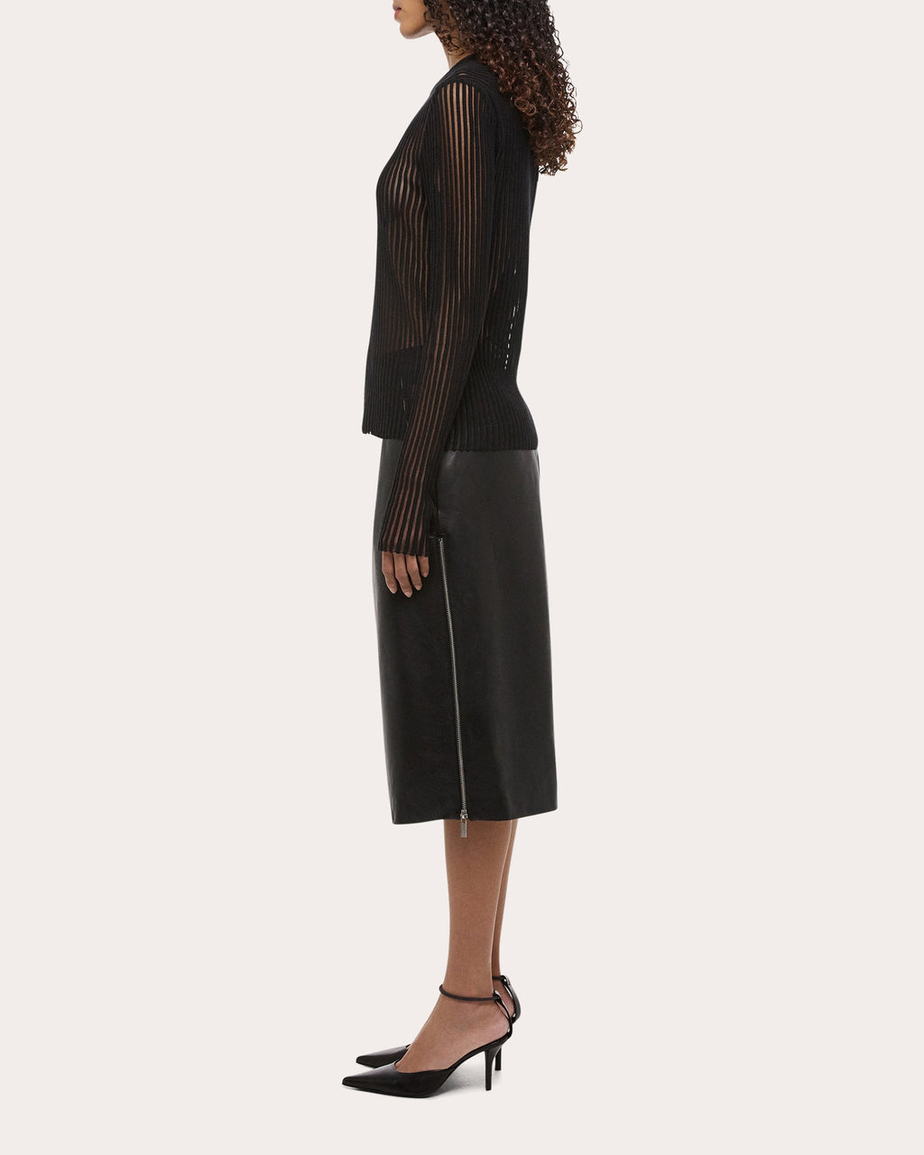Sheer Rib Knit Cotton Sweater