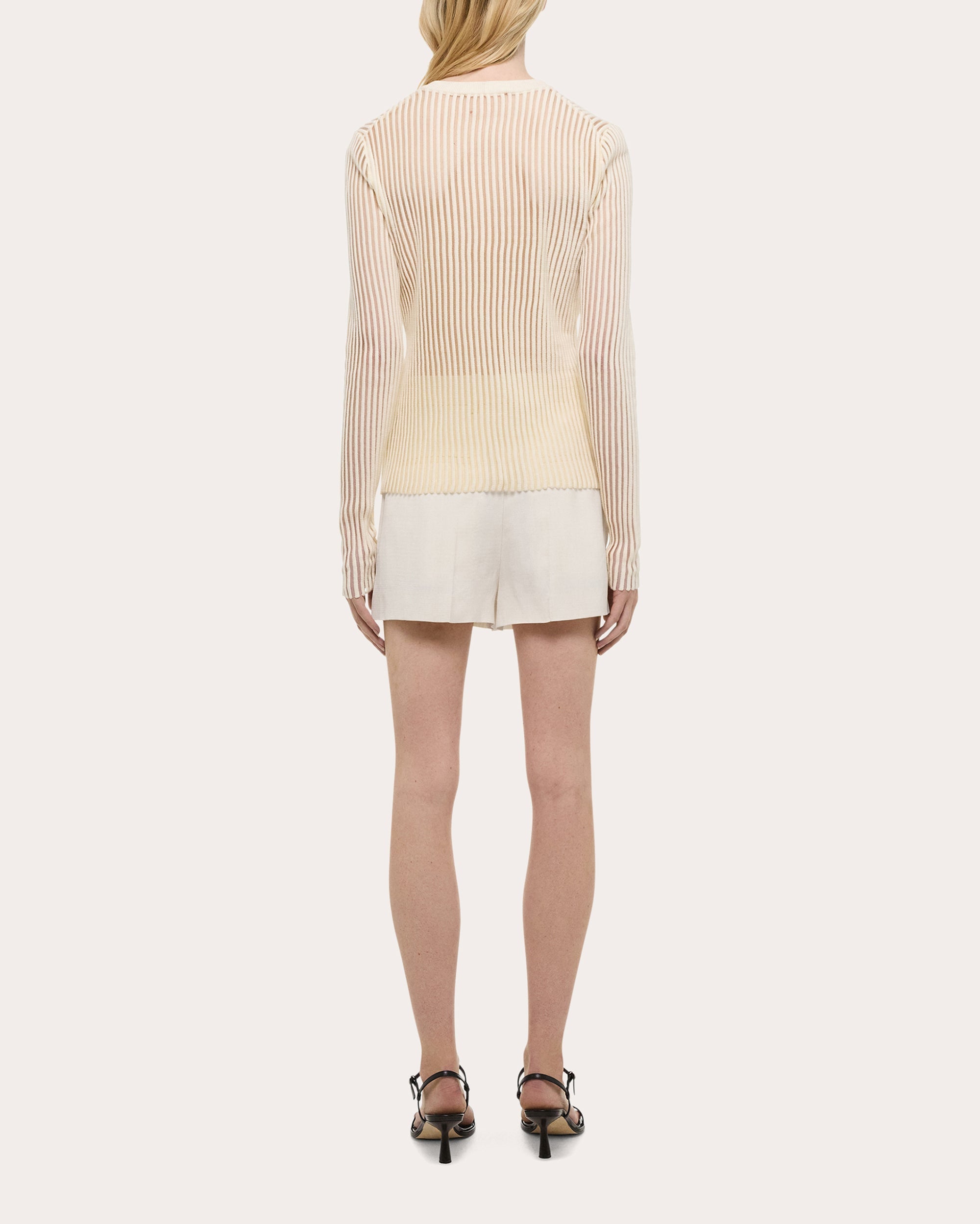 Sheer Rib Knit Cotton Sweater