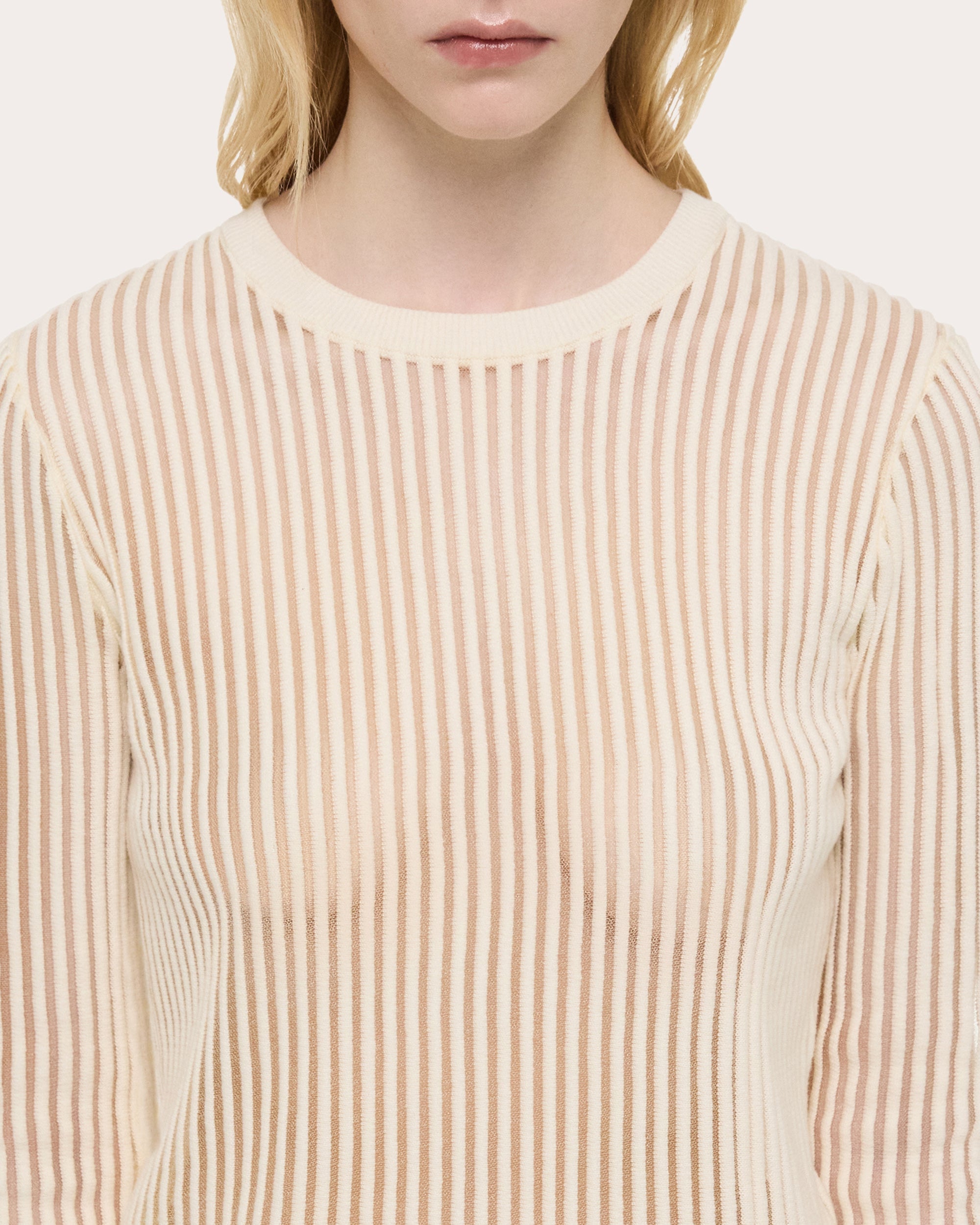Sheer Rib Knit Cotton Sweater