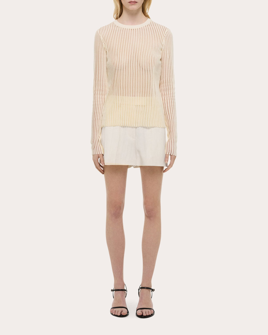 Sheer Rib Knit Cotton Sweater