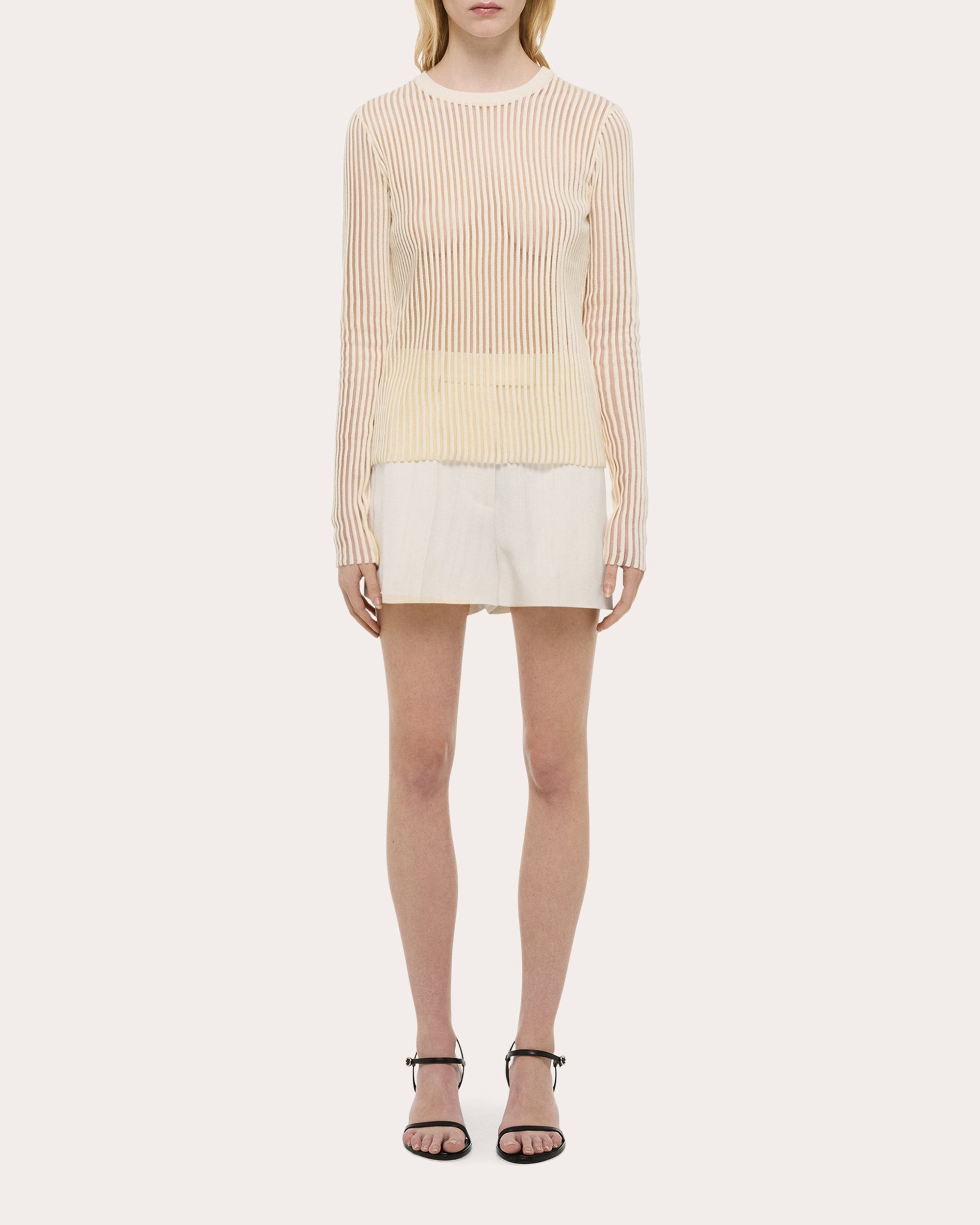 Sheer Rib Knit Cotton Sweater