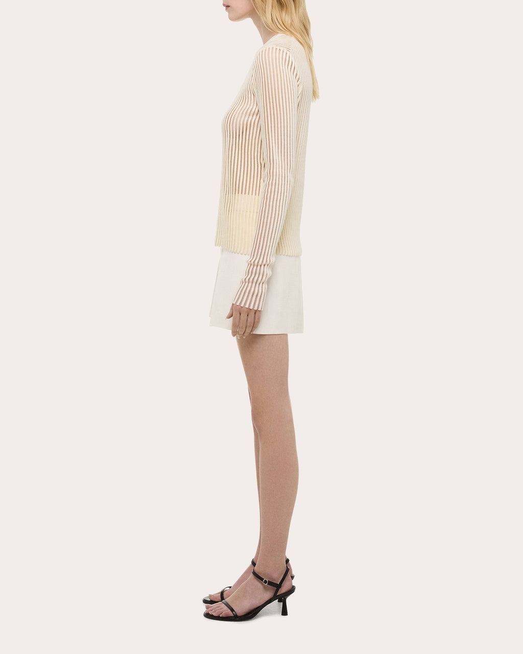 Sheer Rib Knit Cotton Sweater
