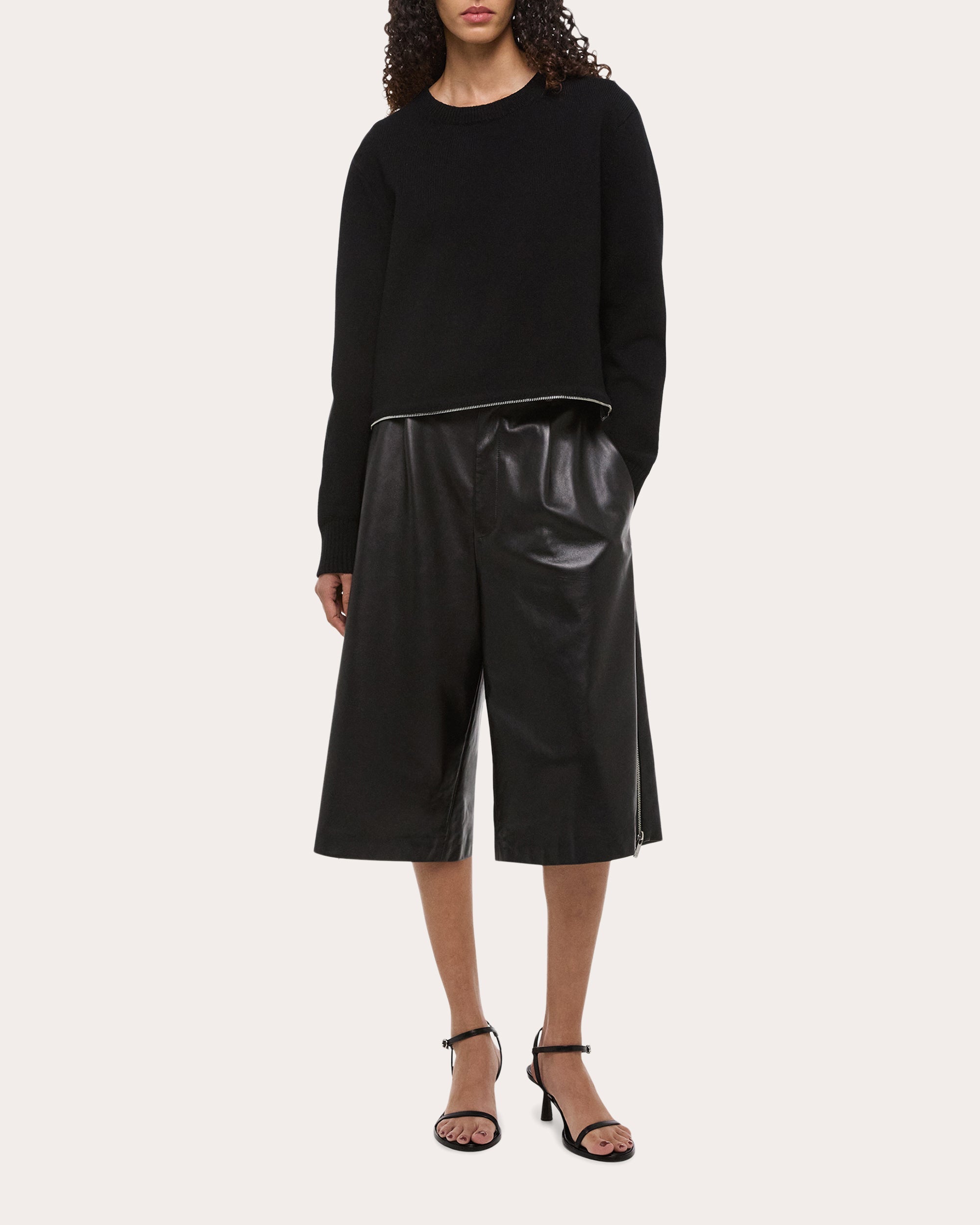 Cropped Zip Detail Organic Cotton Sweater