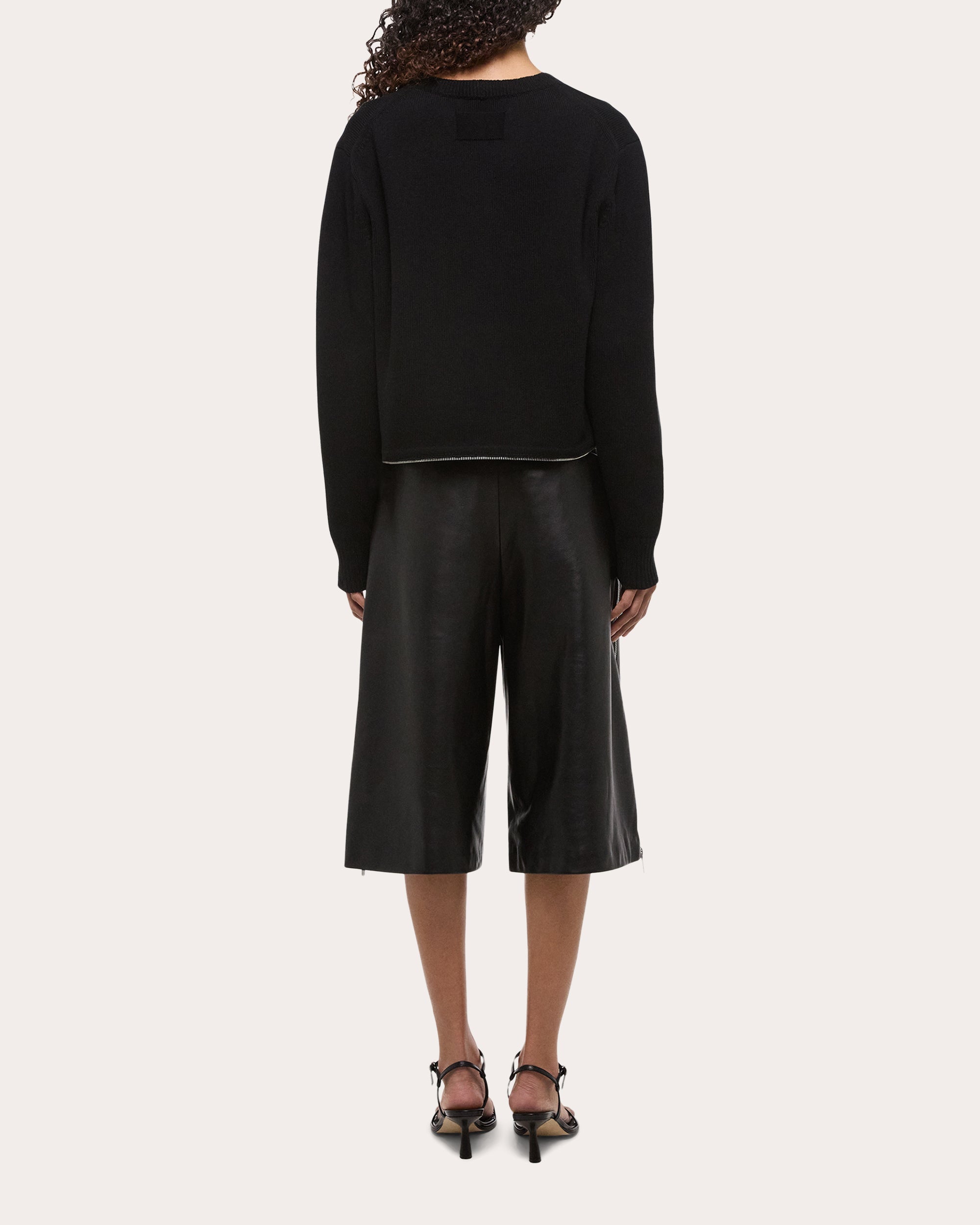 Cropped Zip Detail Organic Cotton Sweater