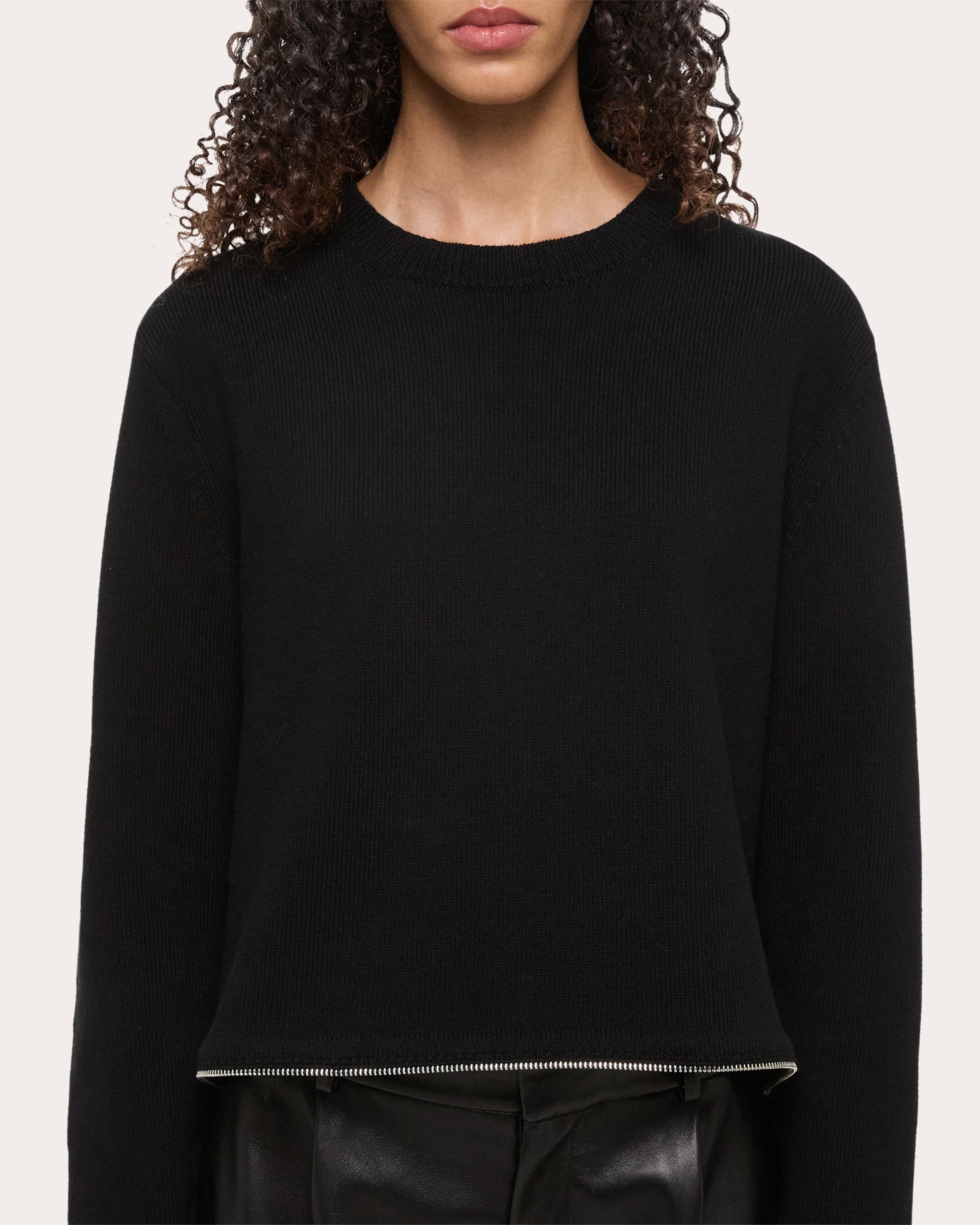 Cropped Zip Detail Organic Cotton Sweater