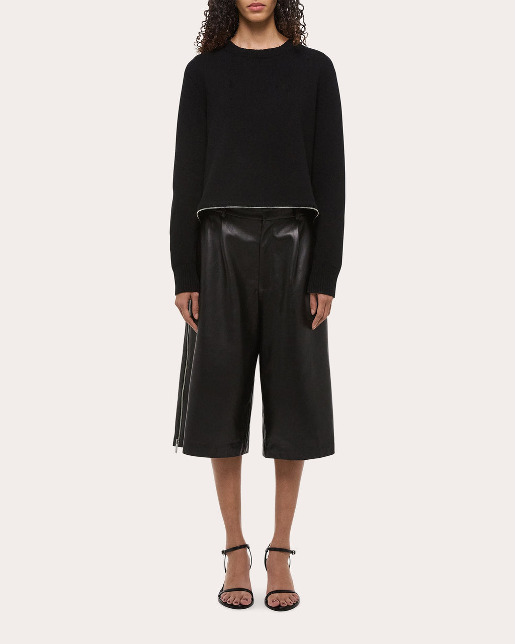 Cropped Zip Detail Organic Cotton Sweater