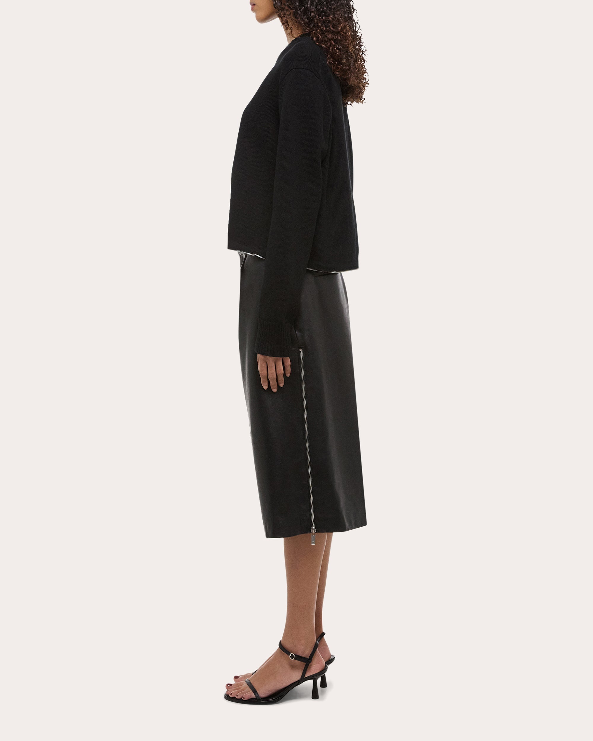Cropped Zip Detail Organic Cotton Sweater