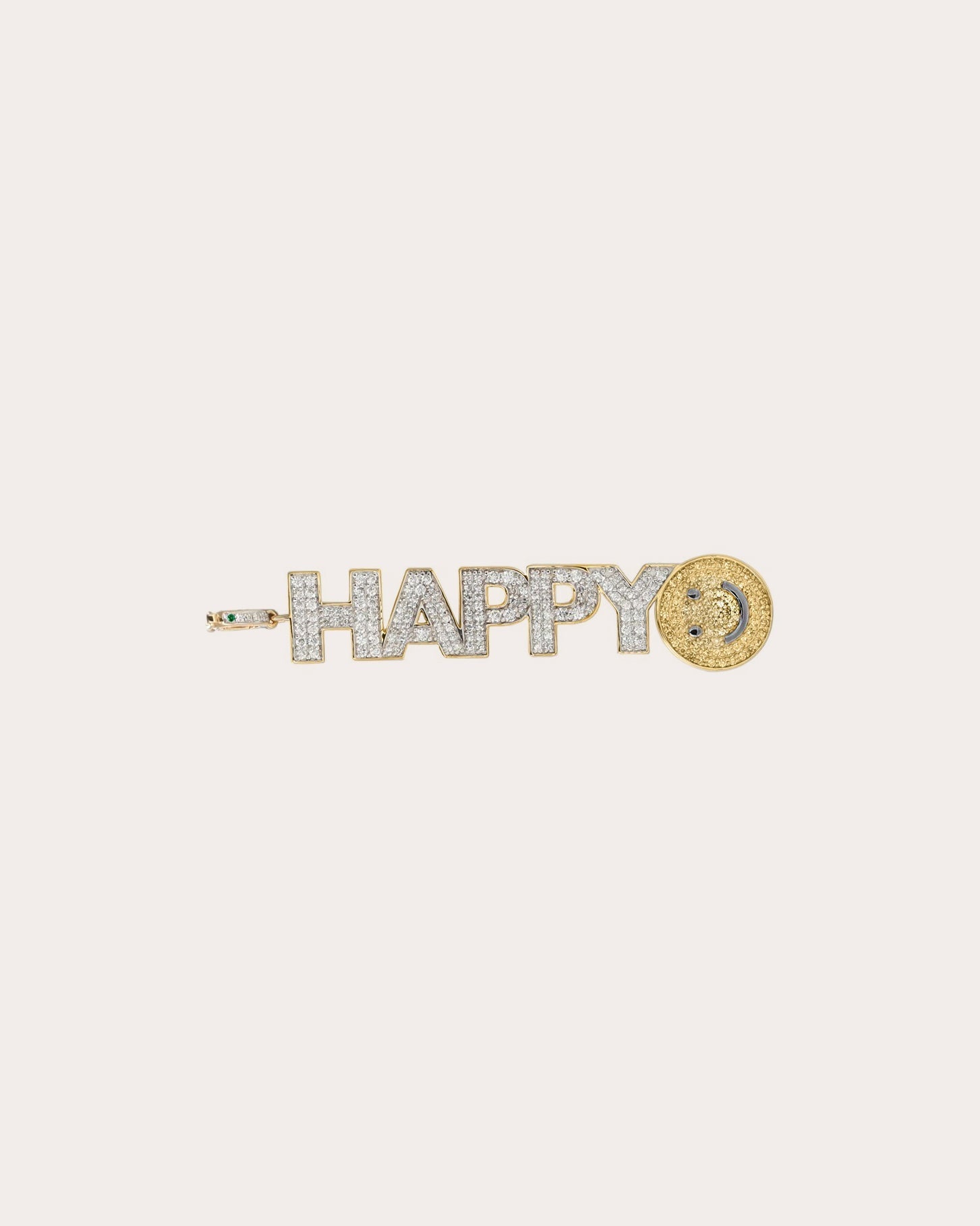 Happy 18K Gold Topaz Diamond and Emerald Charm