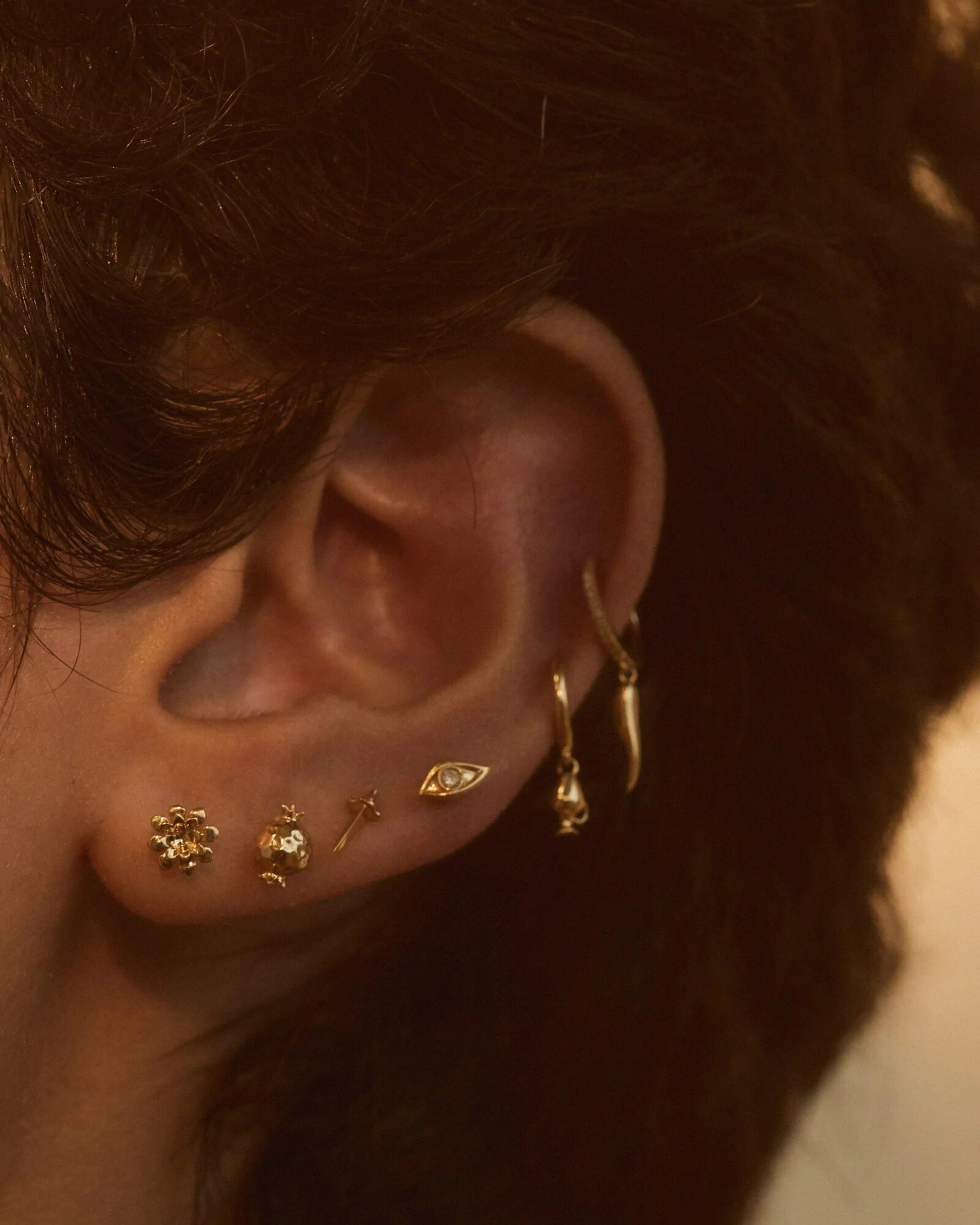 Hera Pomegranate 14K Gold Single Stud Earring