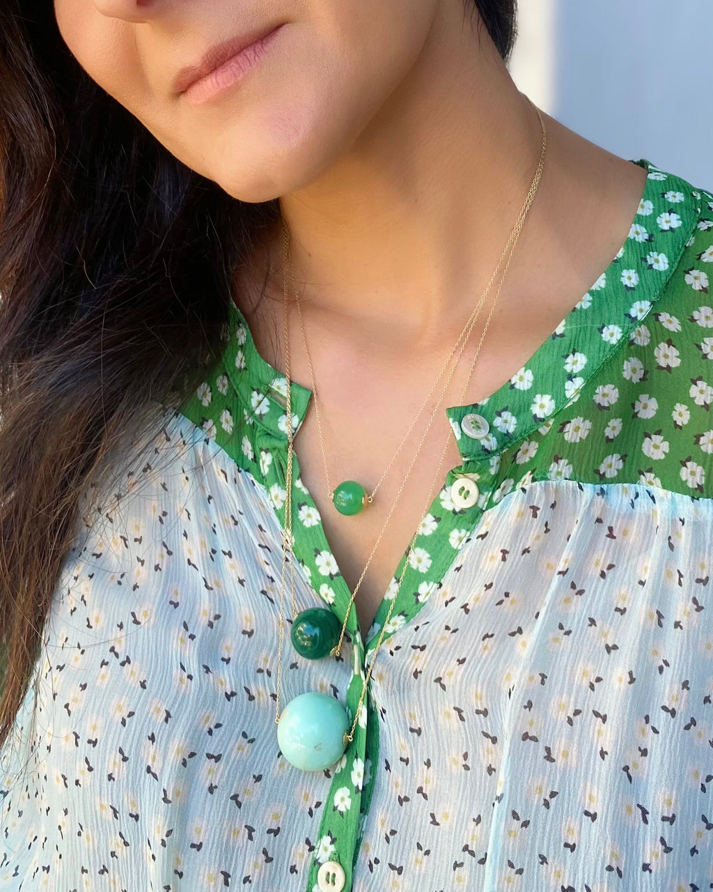 Soleil Small 18K Gold Chrysoprase Pendant Necklace