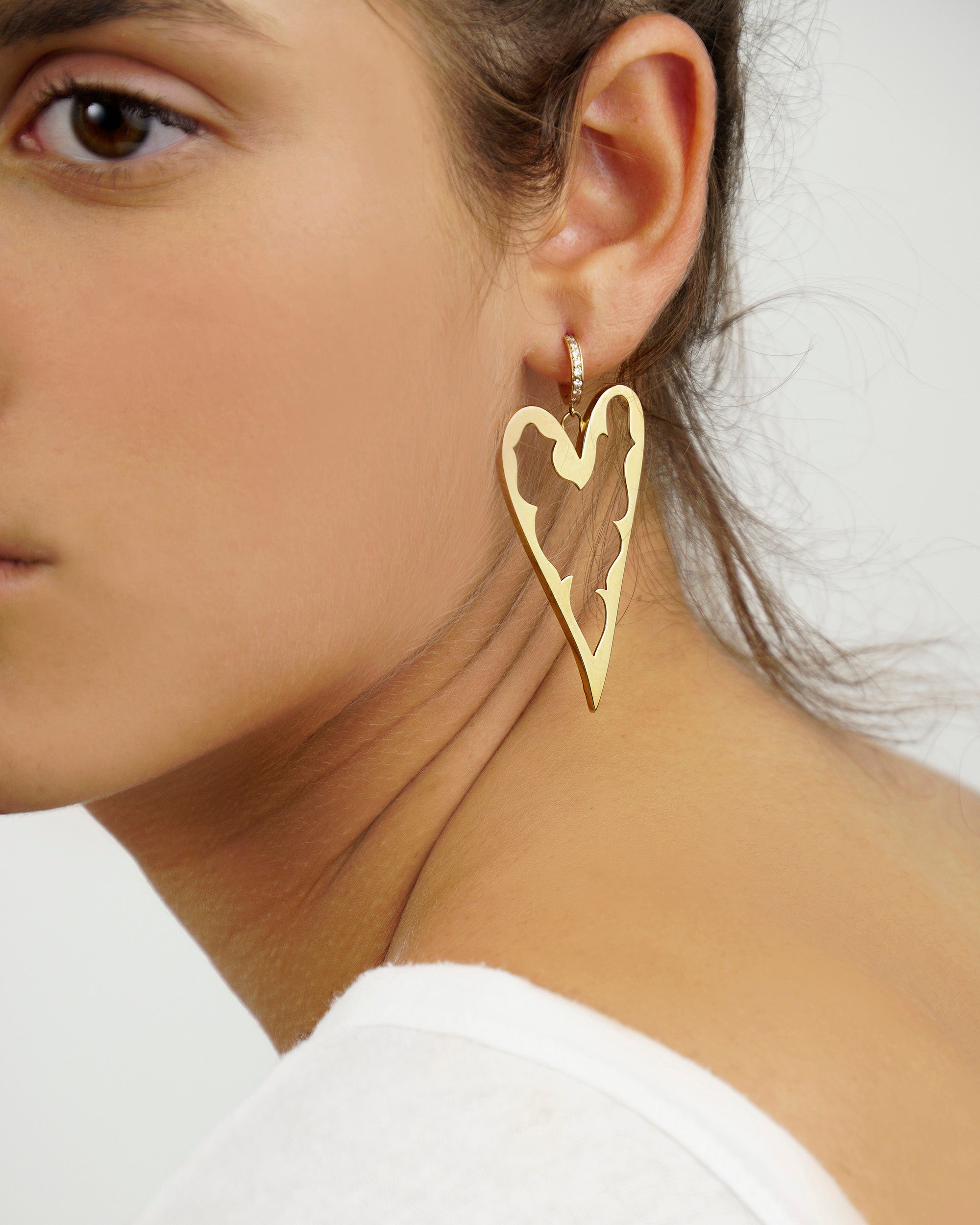 Heart on Fire 18K Gold Diamond Pavé Earrings