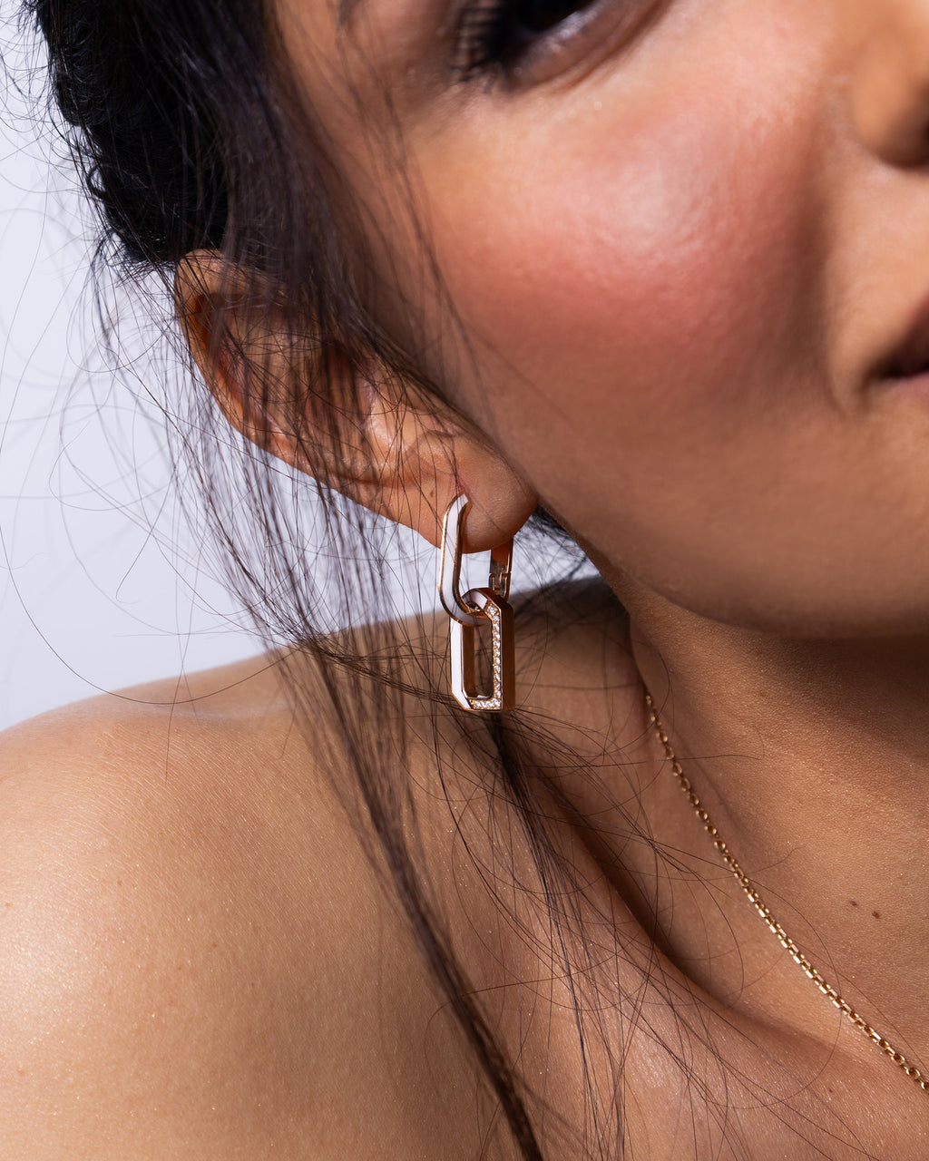 Flow 18K Gold Enamel and Diamond Earrings