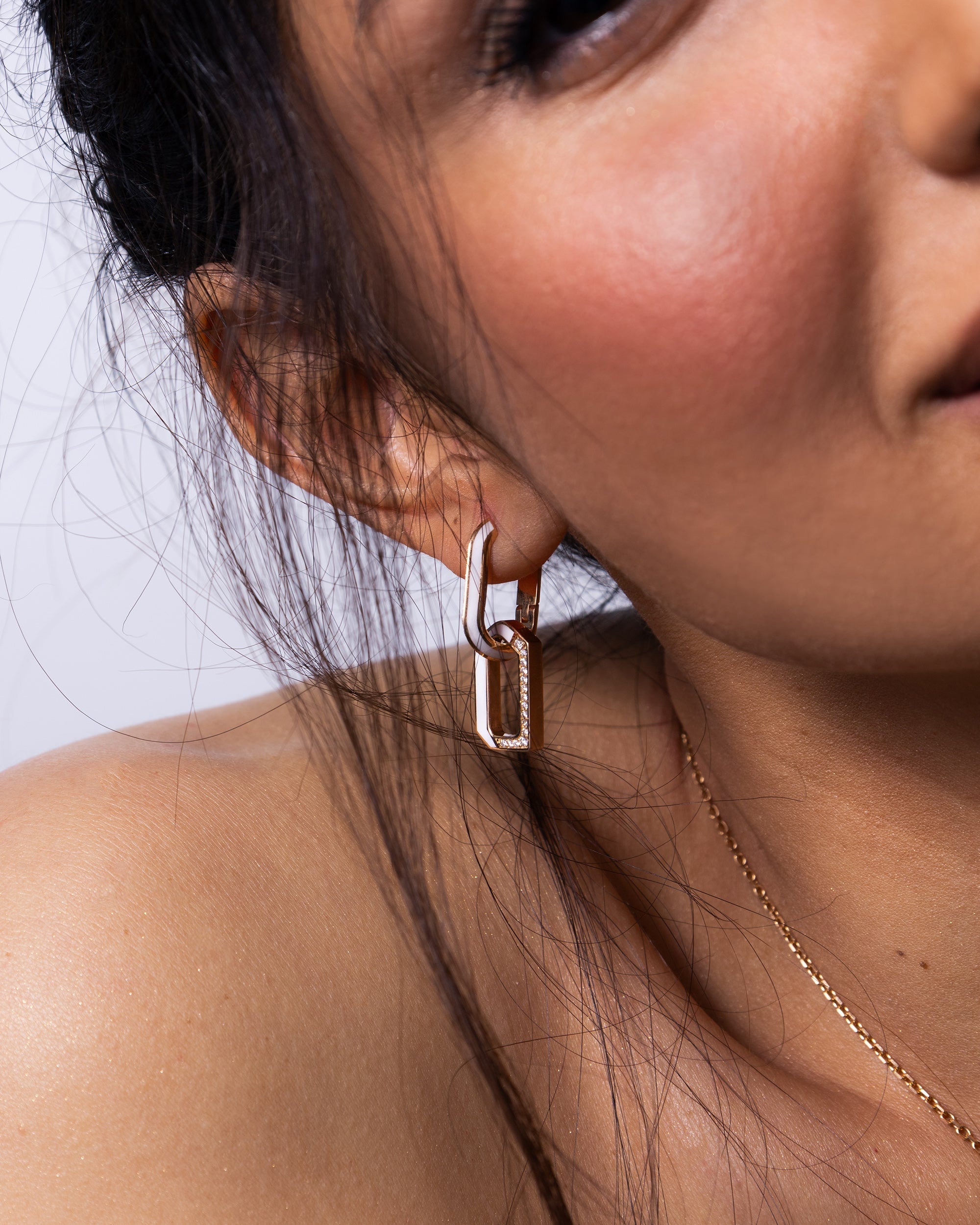 Flow 18K Gold Enamel and Diamond Earrings